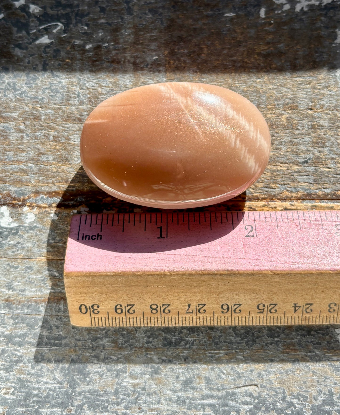 Gorgeous  Rose Gold Moonstone Palm Stone from India