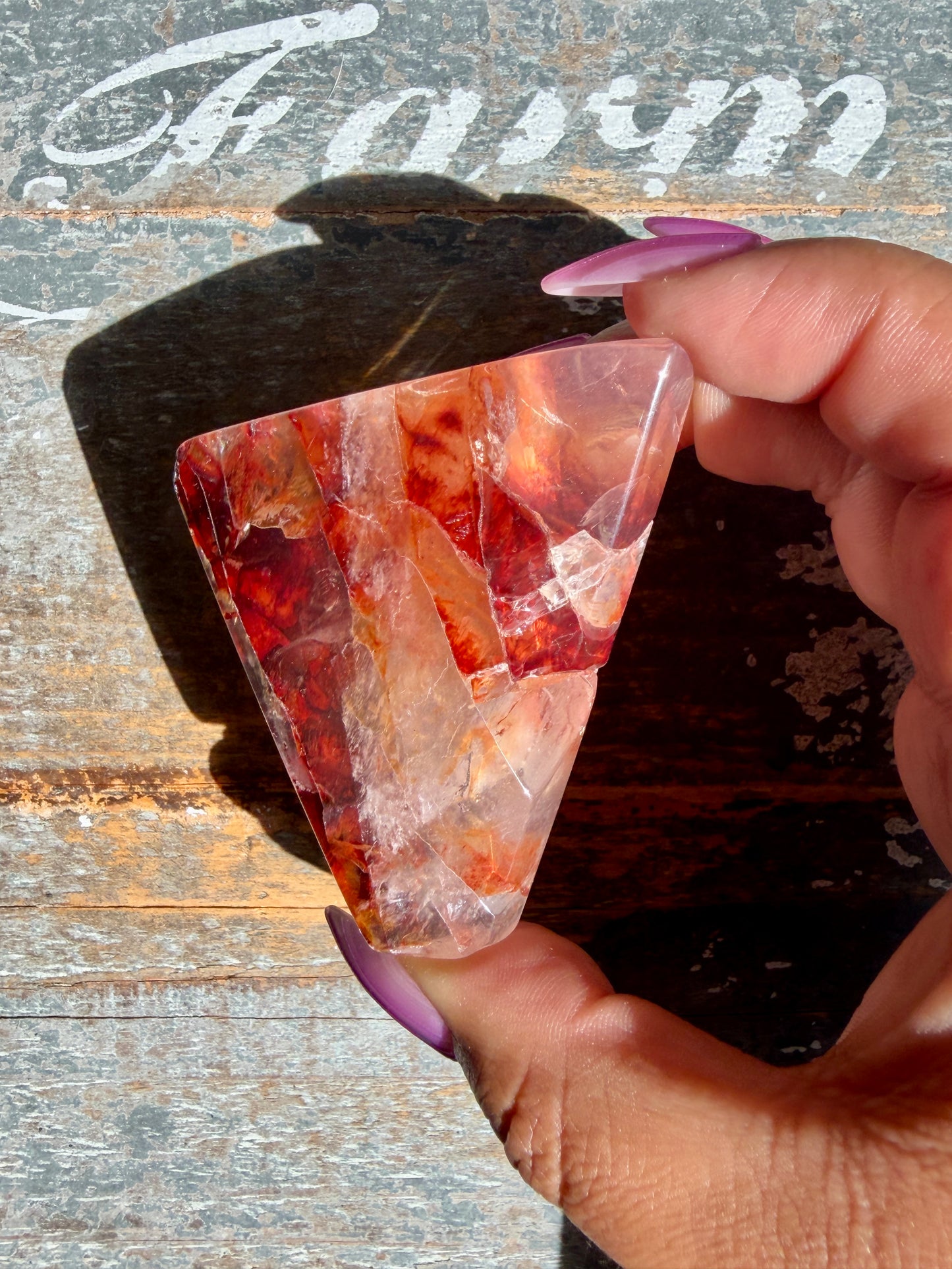 Gorgeous Fire Quartz Freeform Half Polish | Opt 17