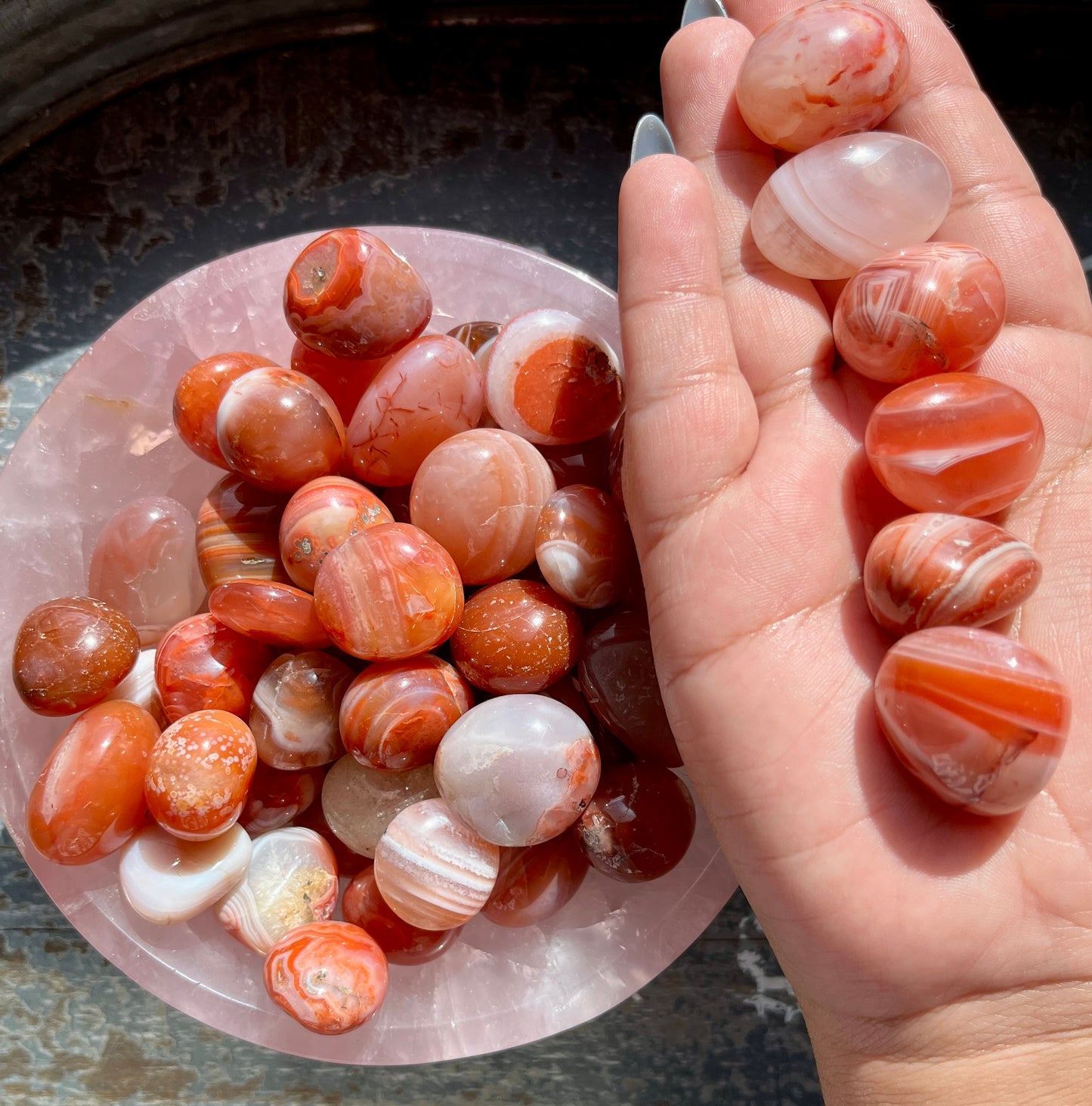 One (1) Gorgeous Banded Carnelian Mini Tumbles