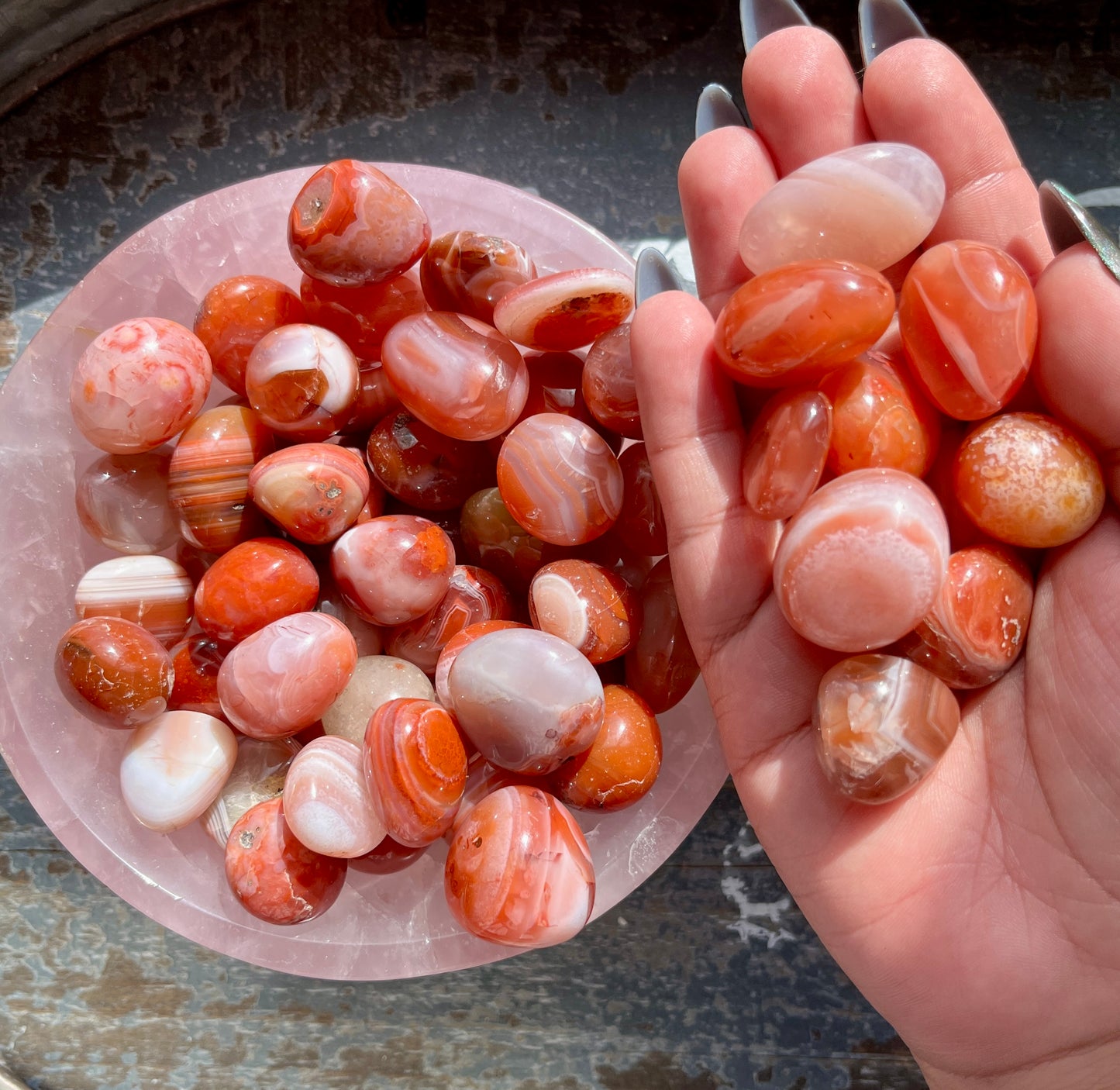 One (1) Gorgeous Banded Carnelian Mini Tumbles