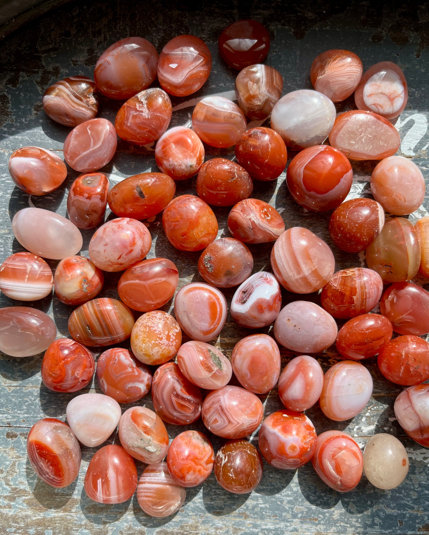 One (1) Gorgeous Banded Carnelian Mini Tumbles