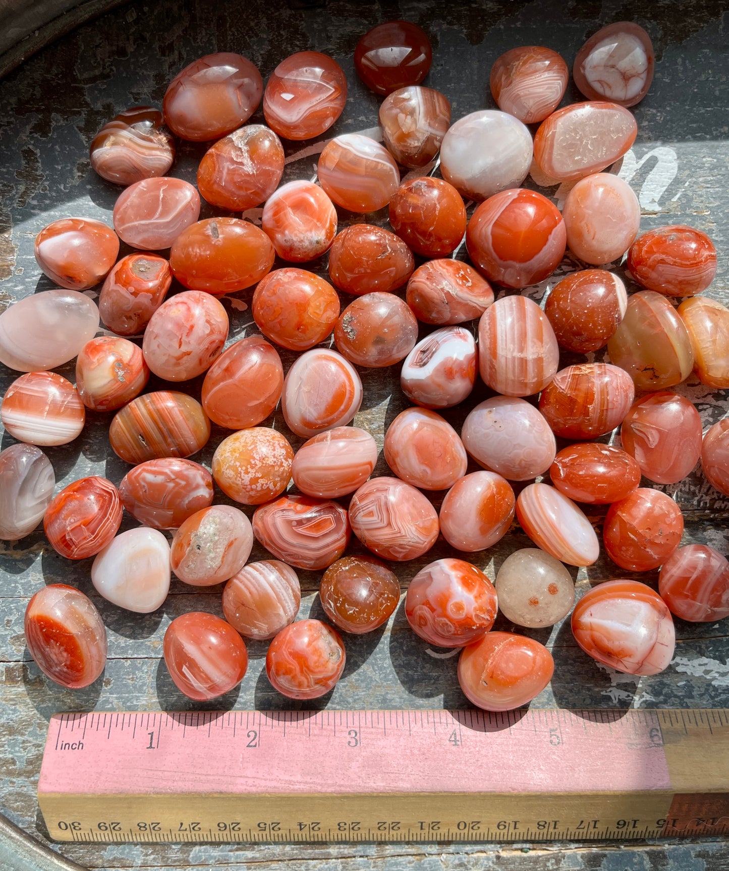 One (1) Gorgeous Banded Carnelian Mini Tumbles