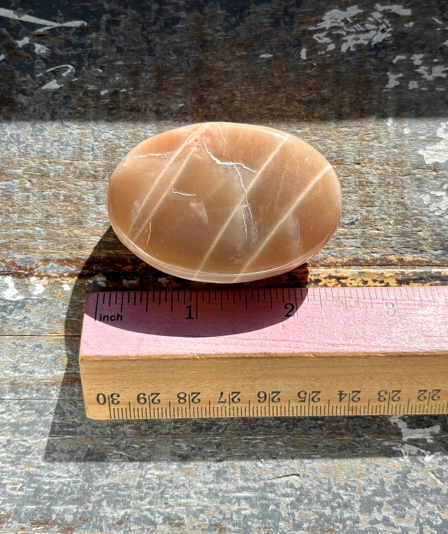 Gorgeous  Rose Gold Moonstone Palm Stone from India