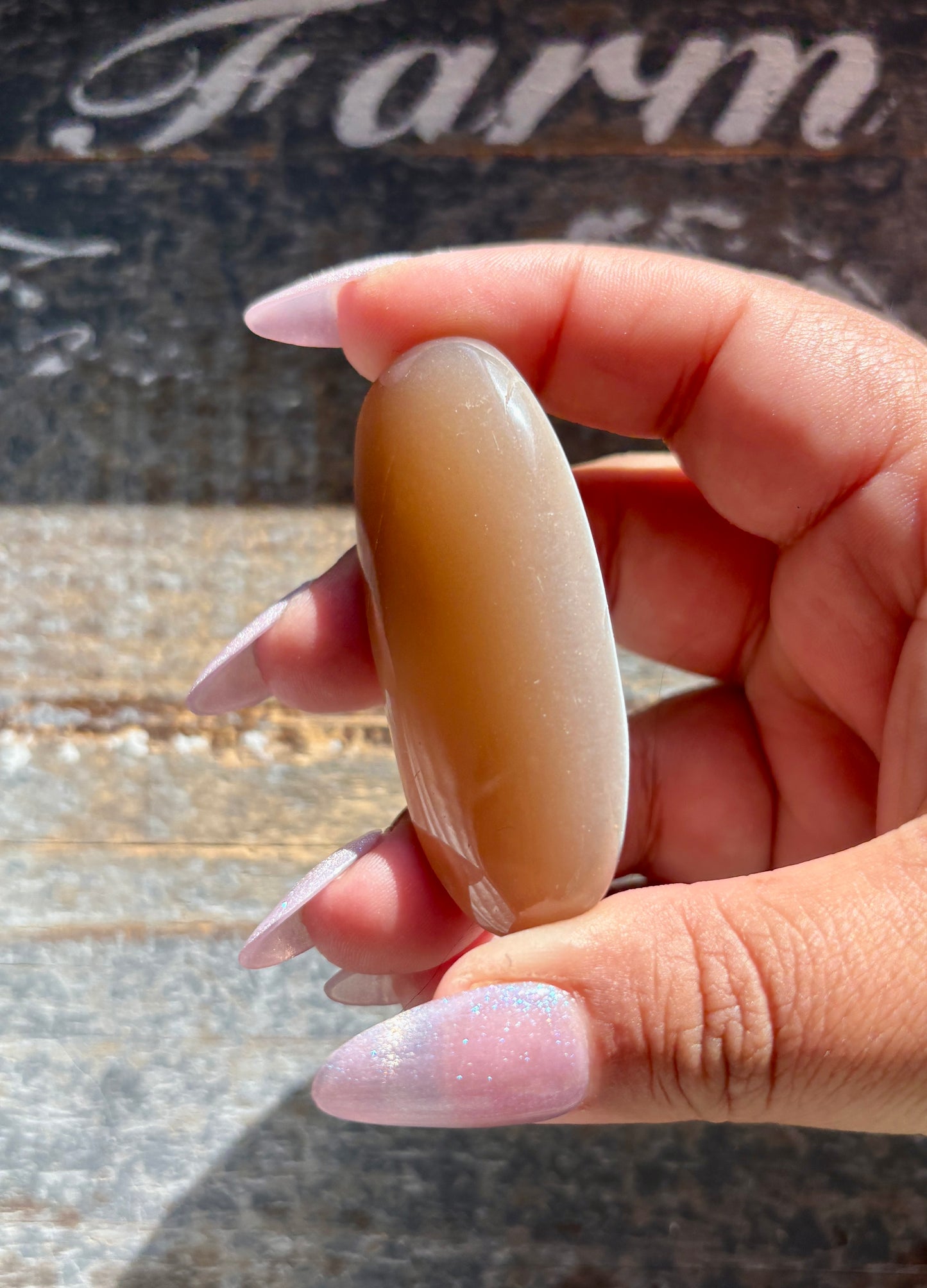 Gorgeous  Rose Gold Moonstone Palm Stone from India