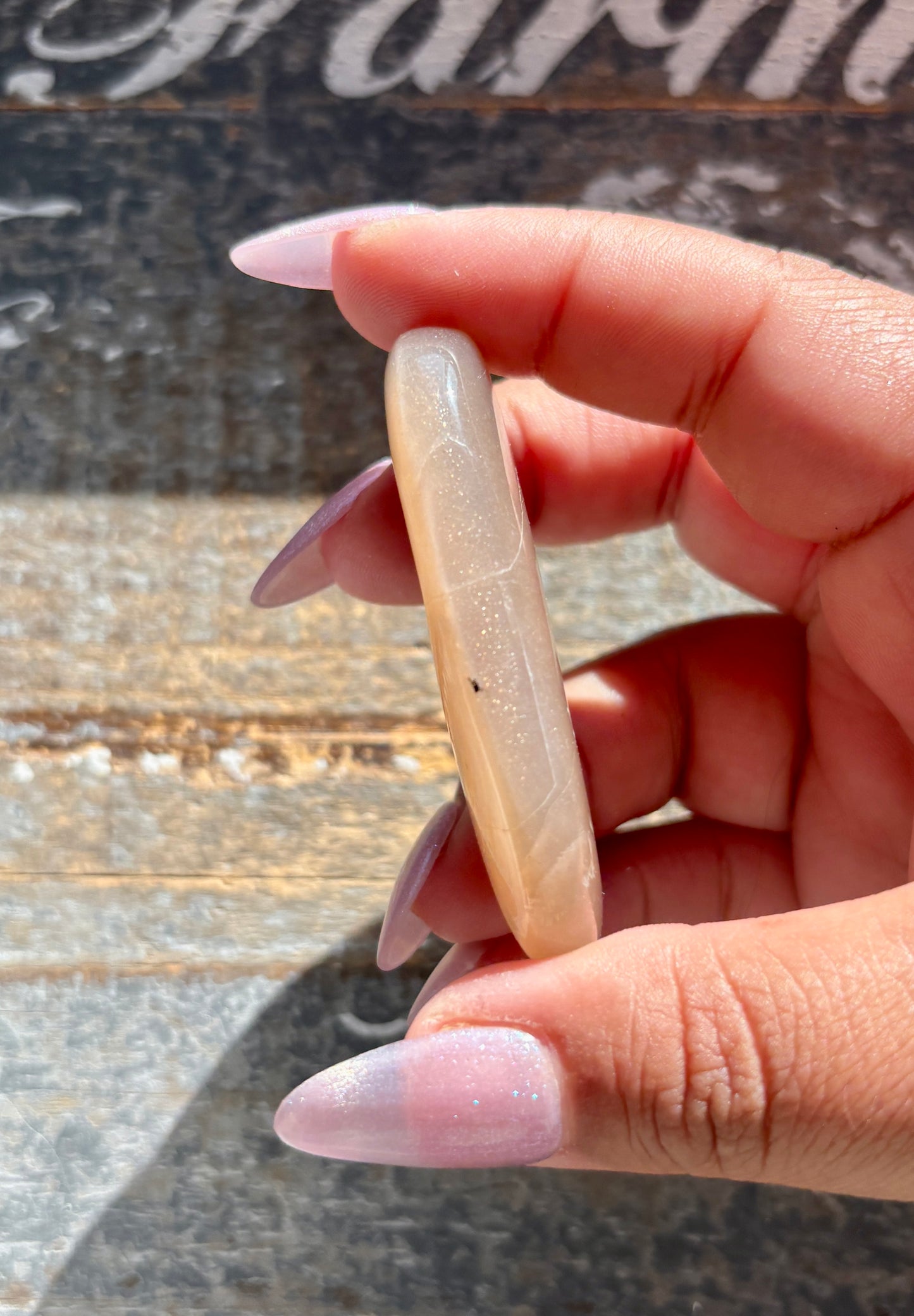 Gorgeous  Rose Gold Moonstone Palm Stone from India