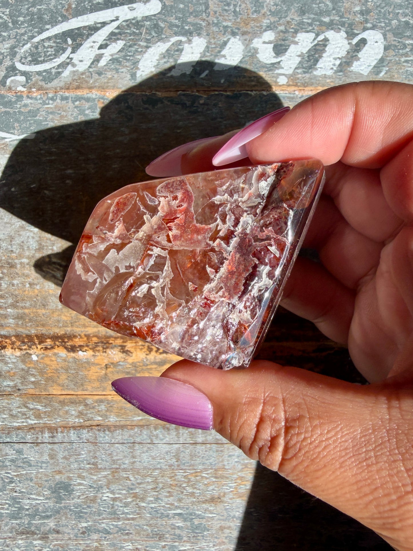 Gorgeous Fire Quartz Freeform Half Polish | Opt 9