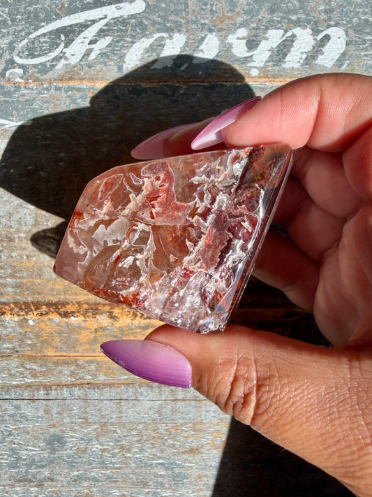Gorgeous Fire Quartz Freeform Half Polish | Opt 9