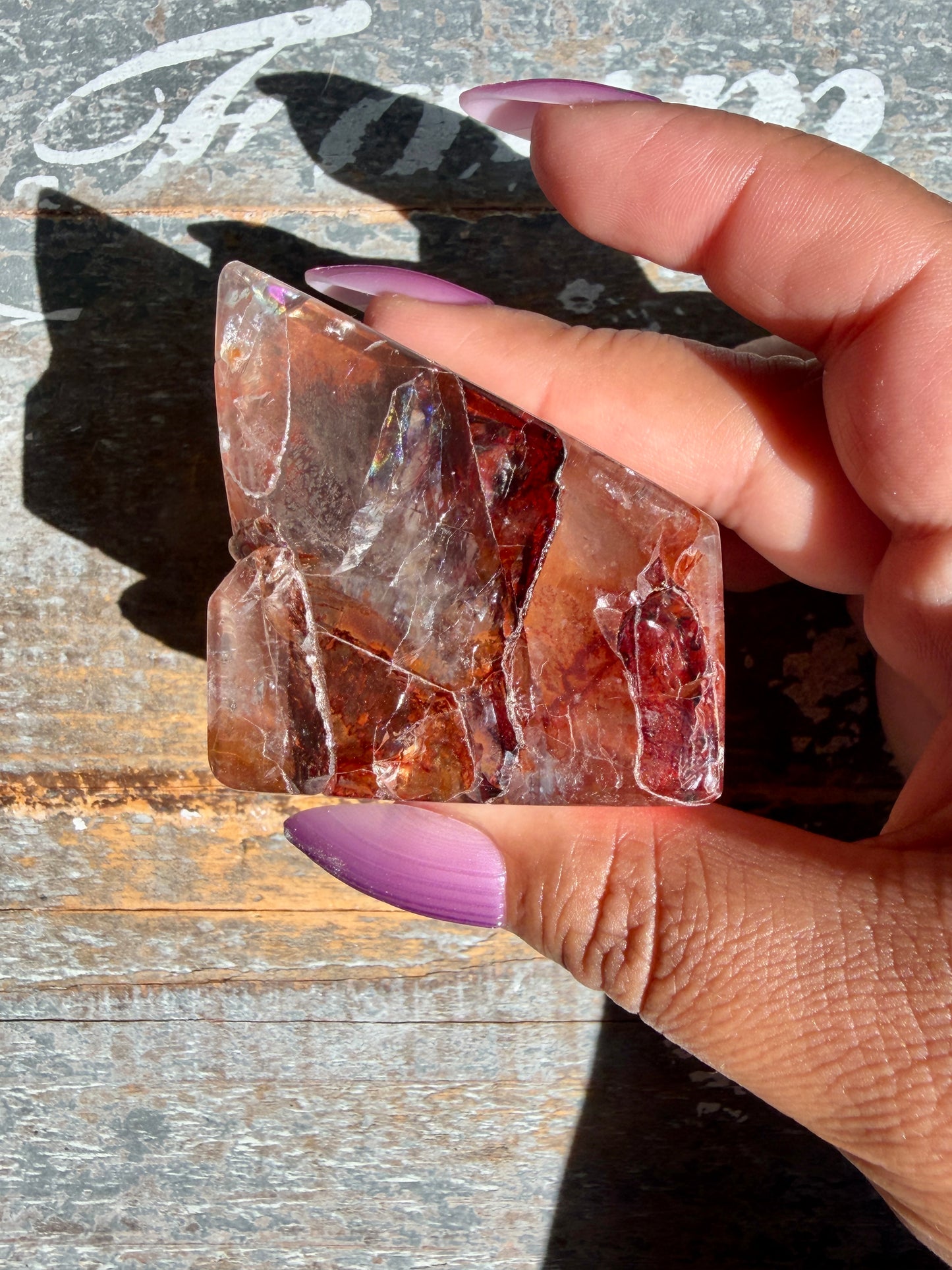 Gorgeous Fire Quartz Freeform Half Polish | Opt 9