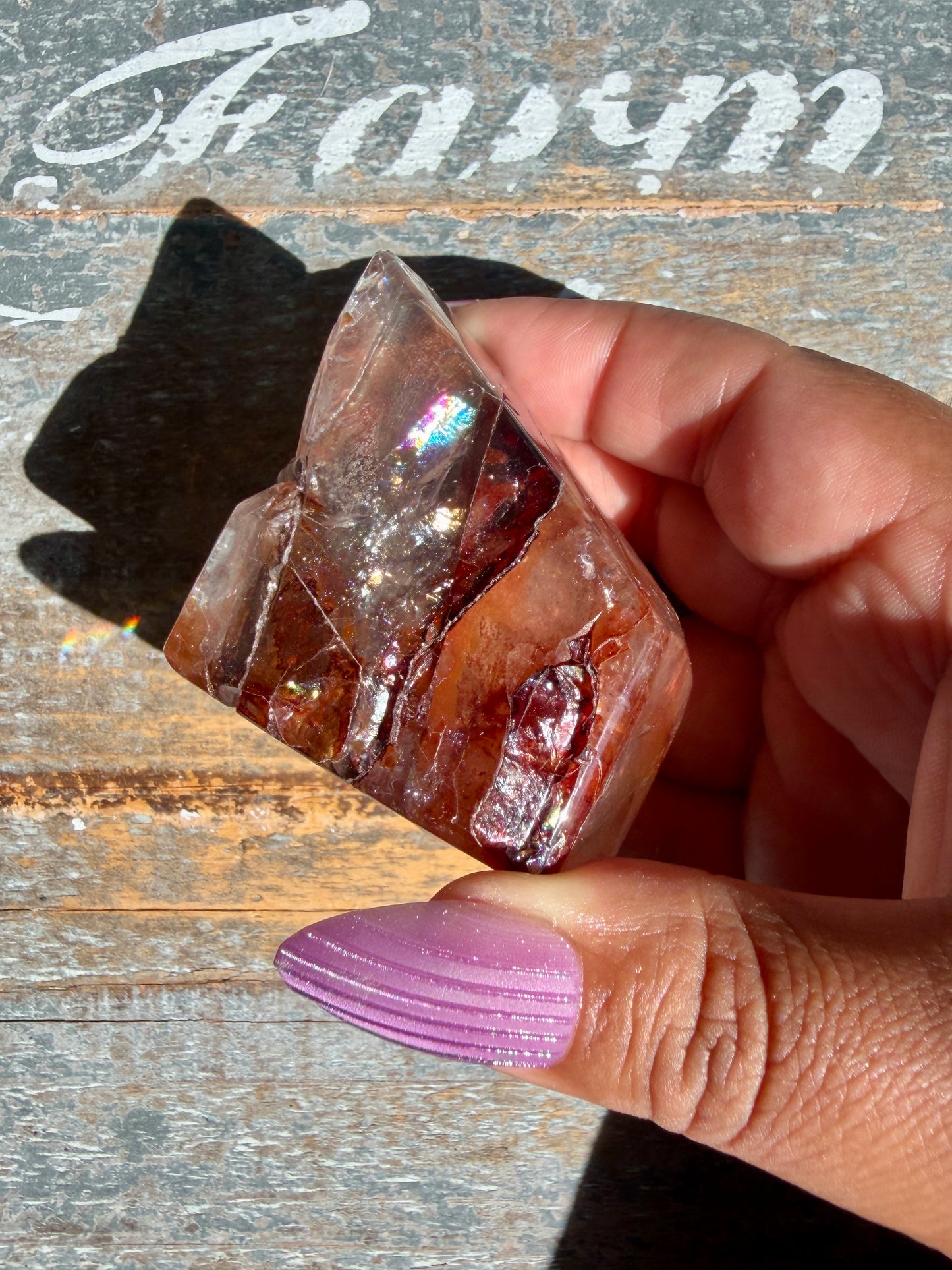 Gorgeous Fire Quartz Freeform Half Polish | Opt 9