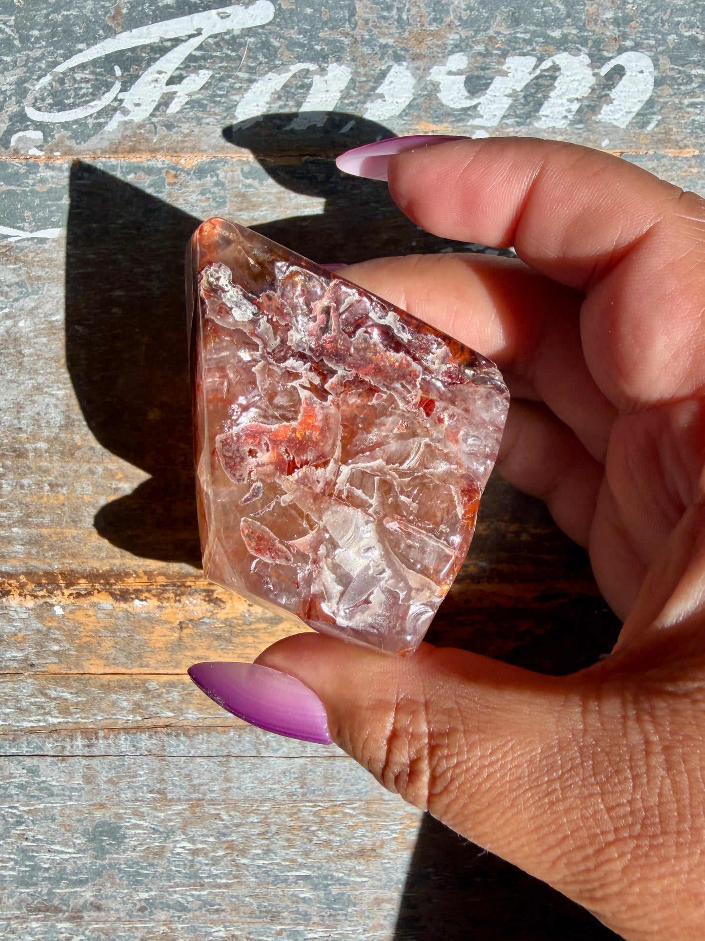 Gorgeous Fire Quartz Freeform Half Polish | Opt 9
