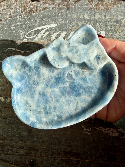 Gorgeous High Quality Blue Calcite Hello Kitty Bowl