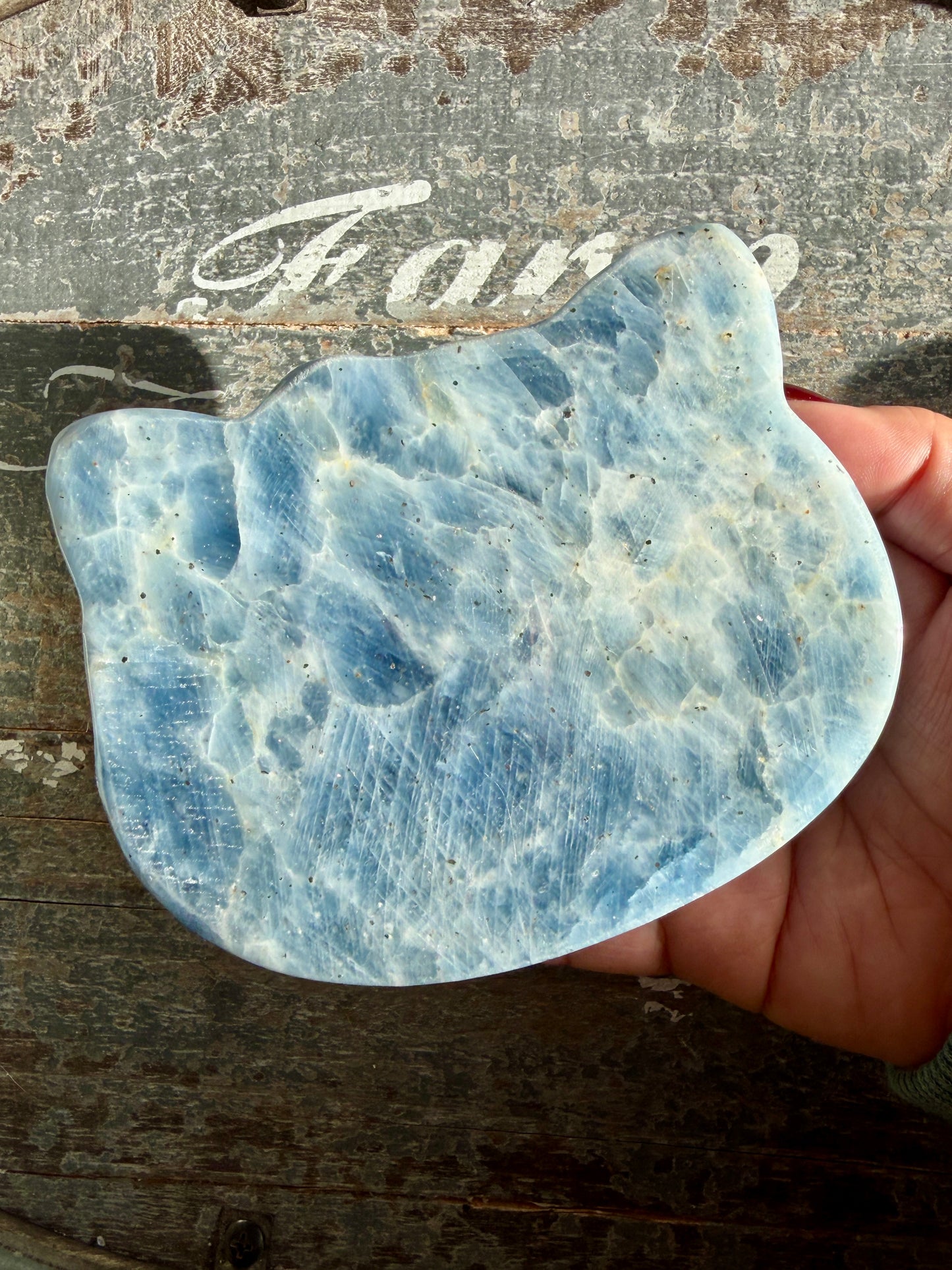 Gorgeous High Quality Blue Calcite Hello Kitty Bowl