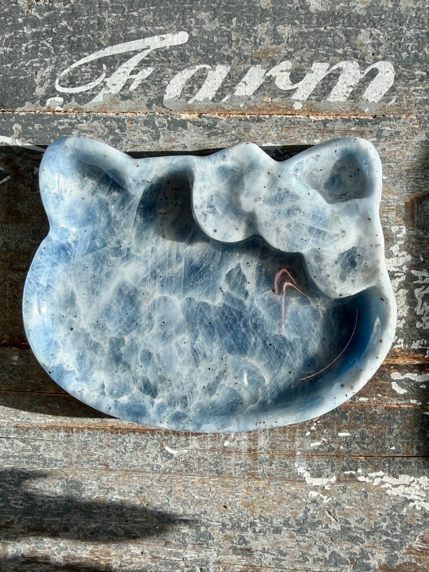 Gorgeous High Quality Blue Calcite Hello Kitty Bowl