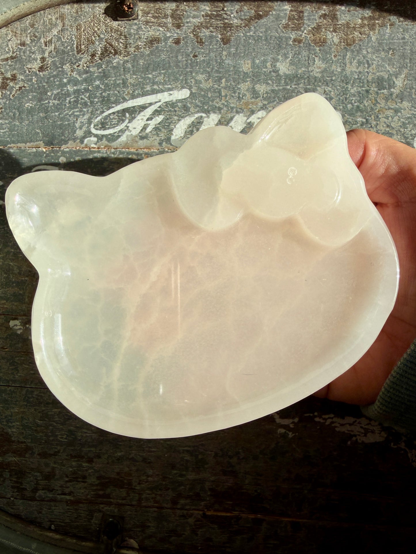 Gorgeous High Quality White Jade Hello Kitty Bowl