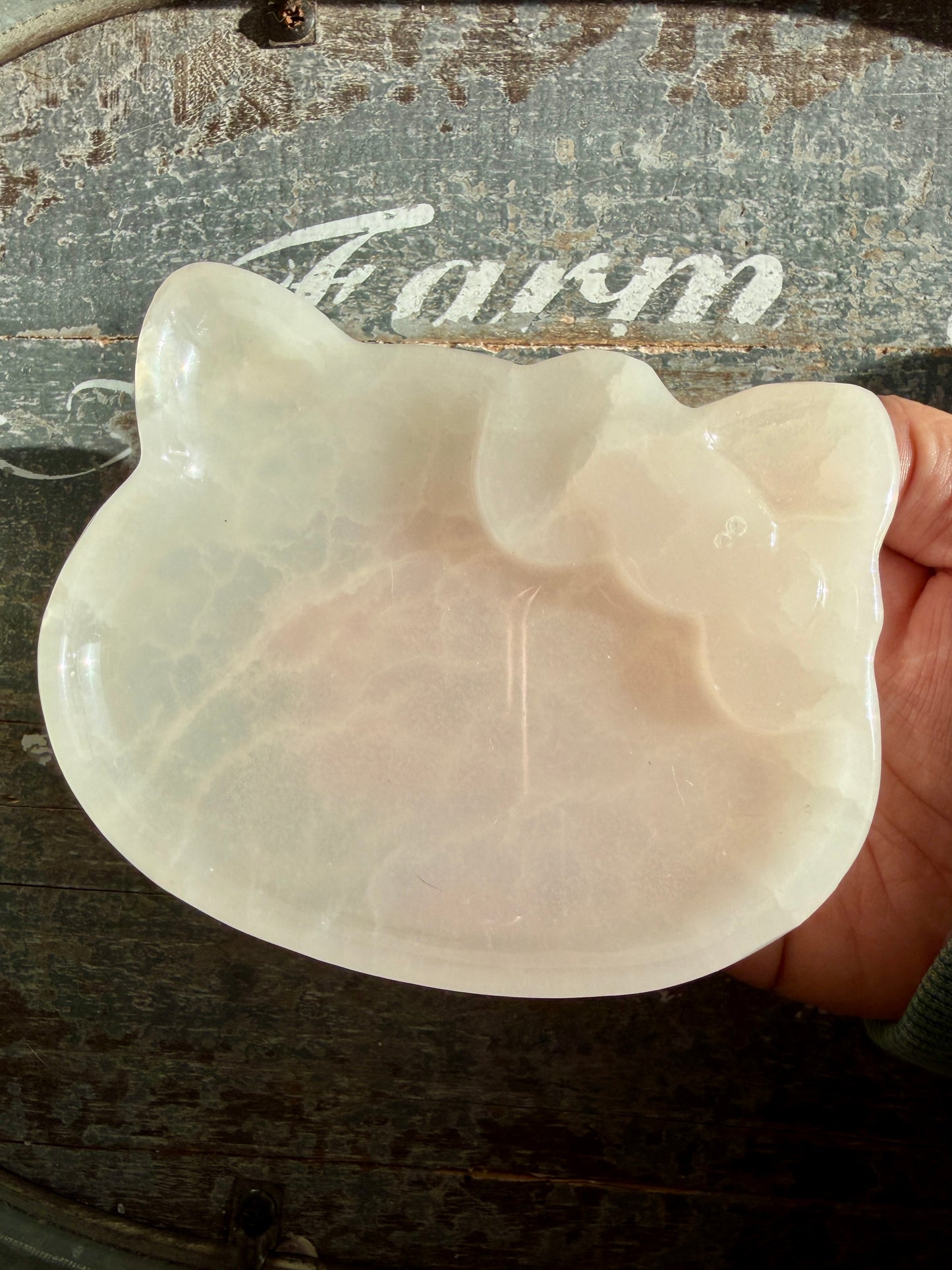 Gorgeous High Quality White Jade Hello Kitty Bowl