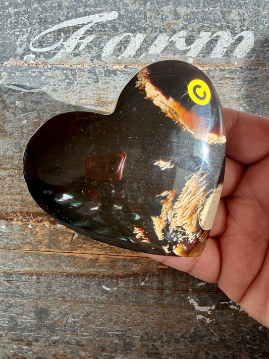 Gorgeous Blue Amber Large Heart | Opt C