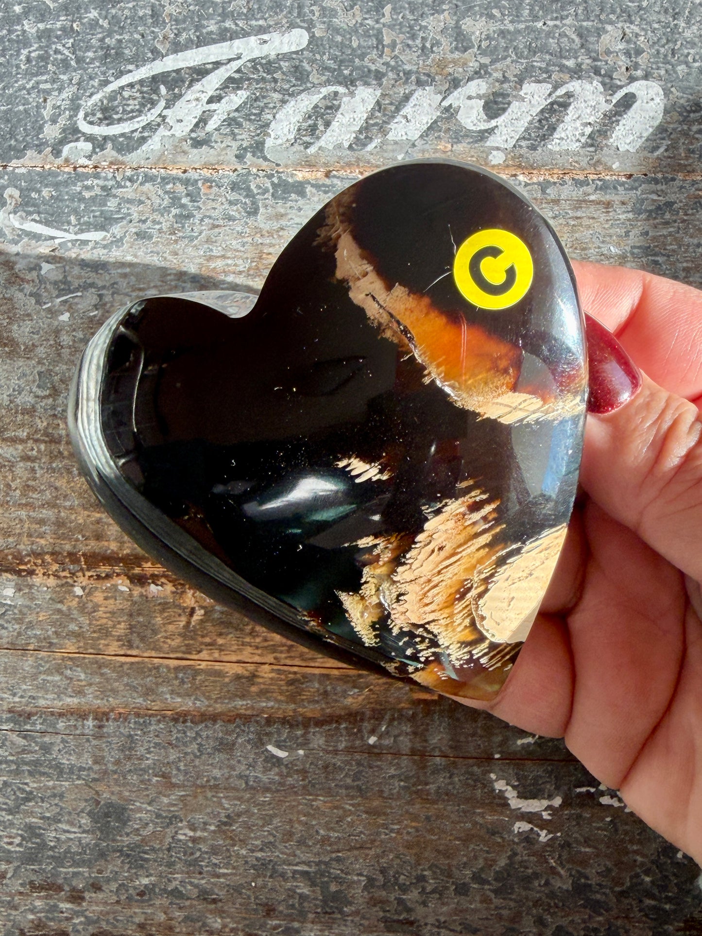 Gorgeous Blue Amber Large Heart | Opt C