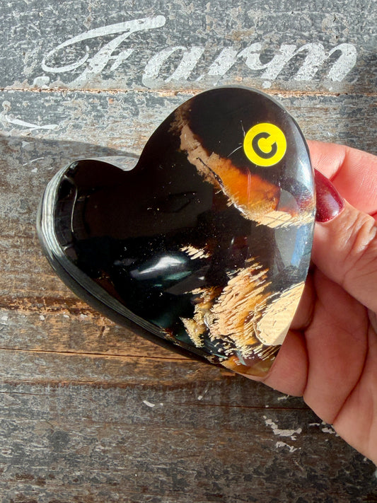 Gorgeous Blue Amber Large Heart | Opt C