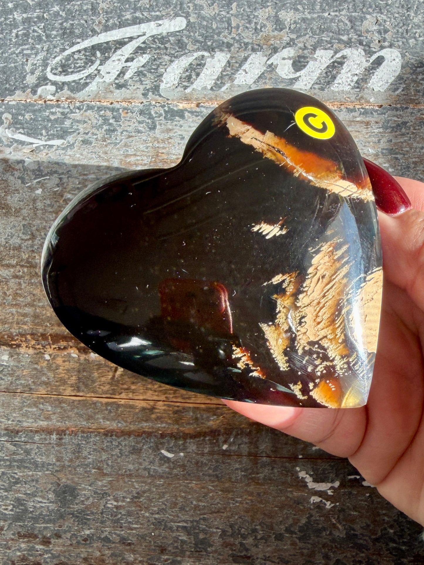 Gorgeous Blue Amber Large Heart | Opt C