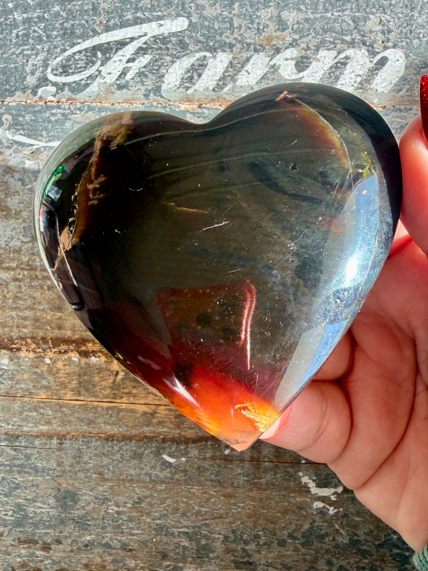 Gorgeous Blue Amber Large Heart | Opt C