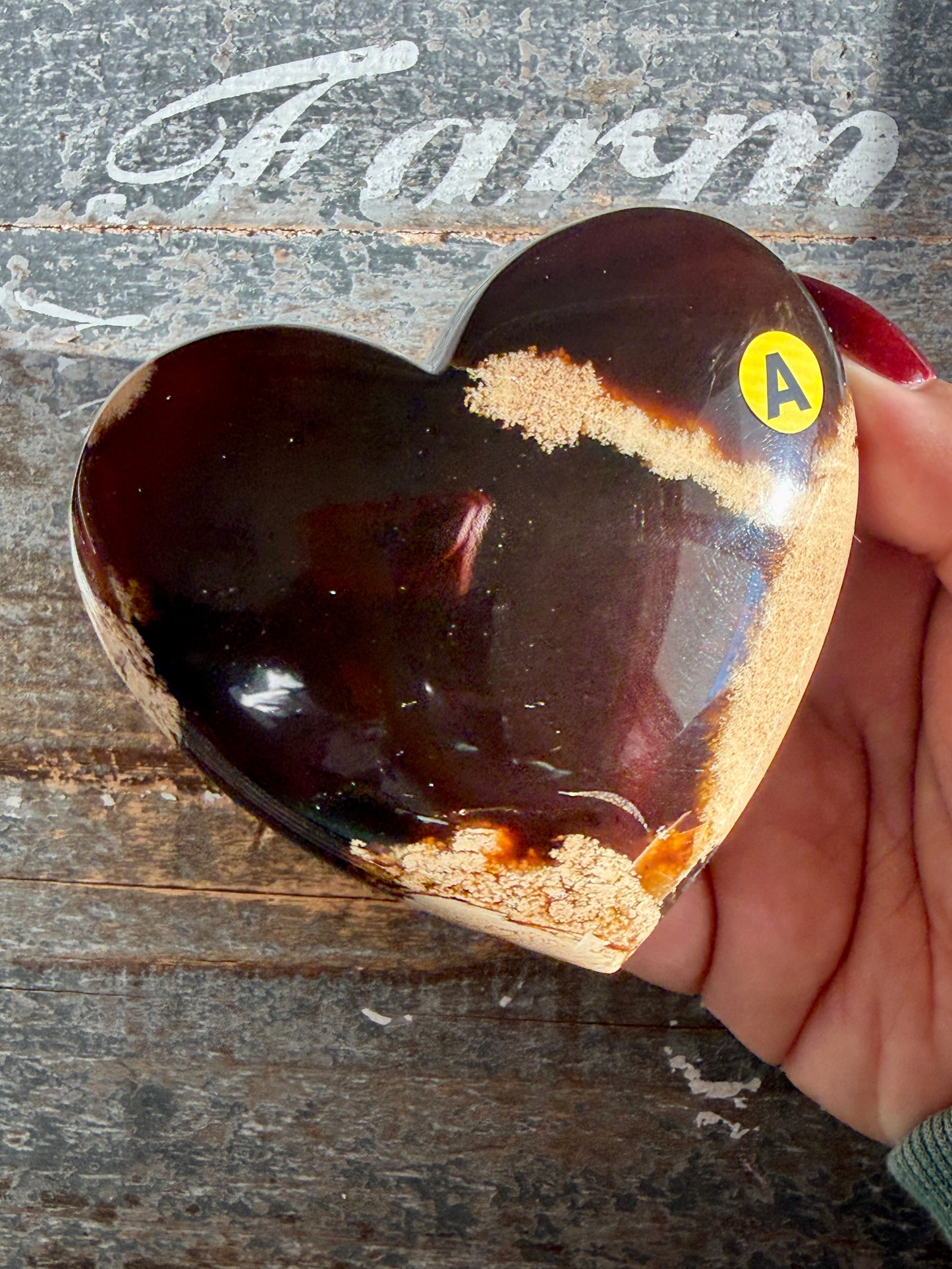 Gorgeous Blue Amber Large Heart | Opt A