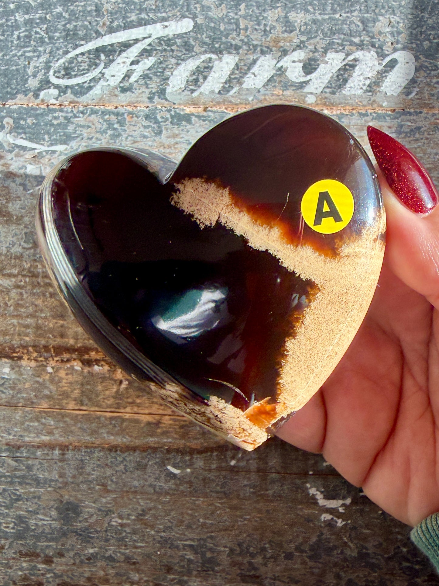 Gorgeous Blue Amber Large Heart | Opt A