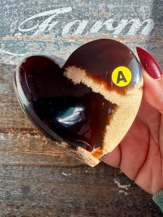 Gorgeous Blue Amber Large Heart | Opt A