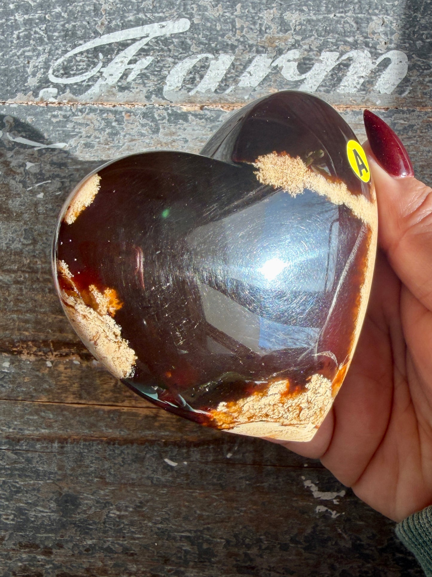 Gorgeous Blue Amber Large Heart | Opt A