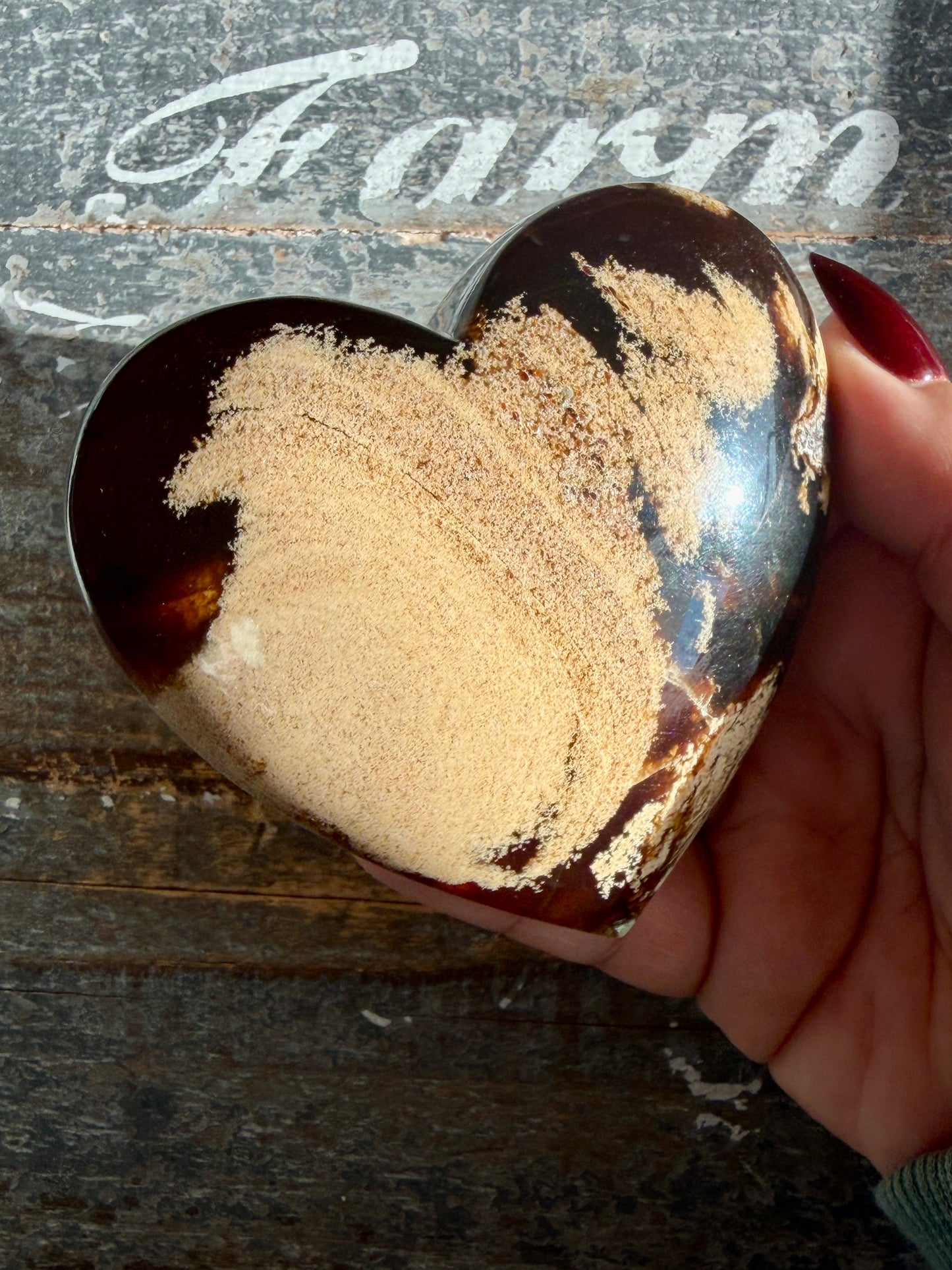 Gorgeous Blue Amber Large Heart | Opt A