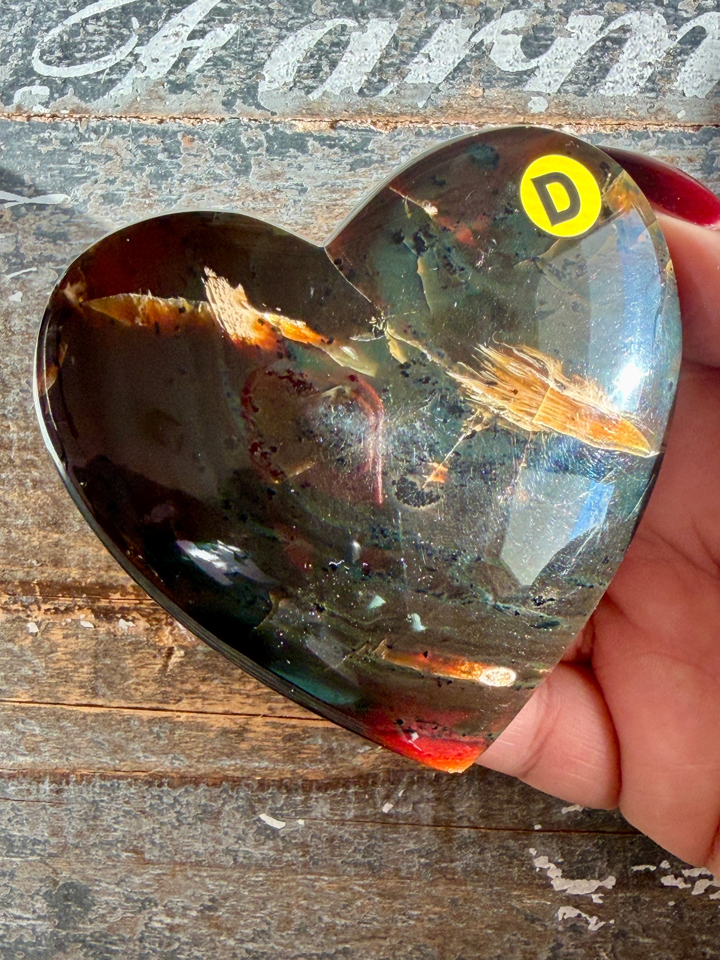 Gorgeous Blue Amber Large Heart | Opt D