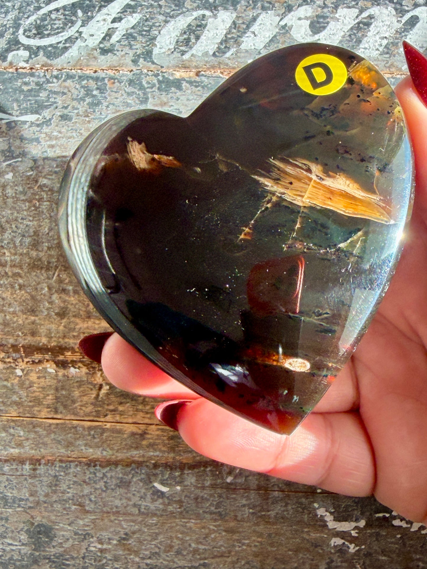 Gorgeous Blue Amber Large Heart | Opt D