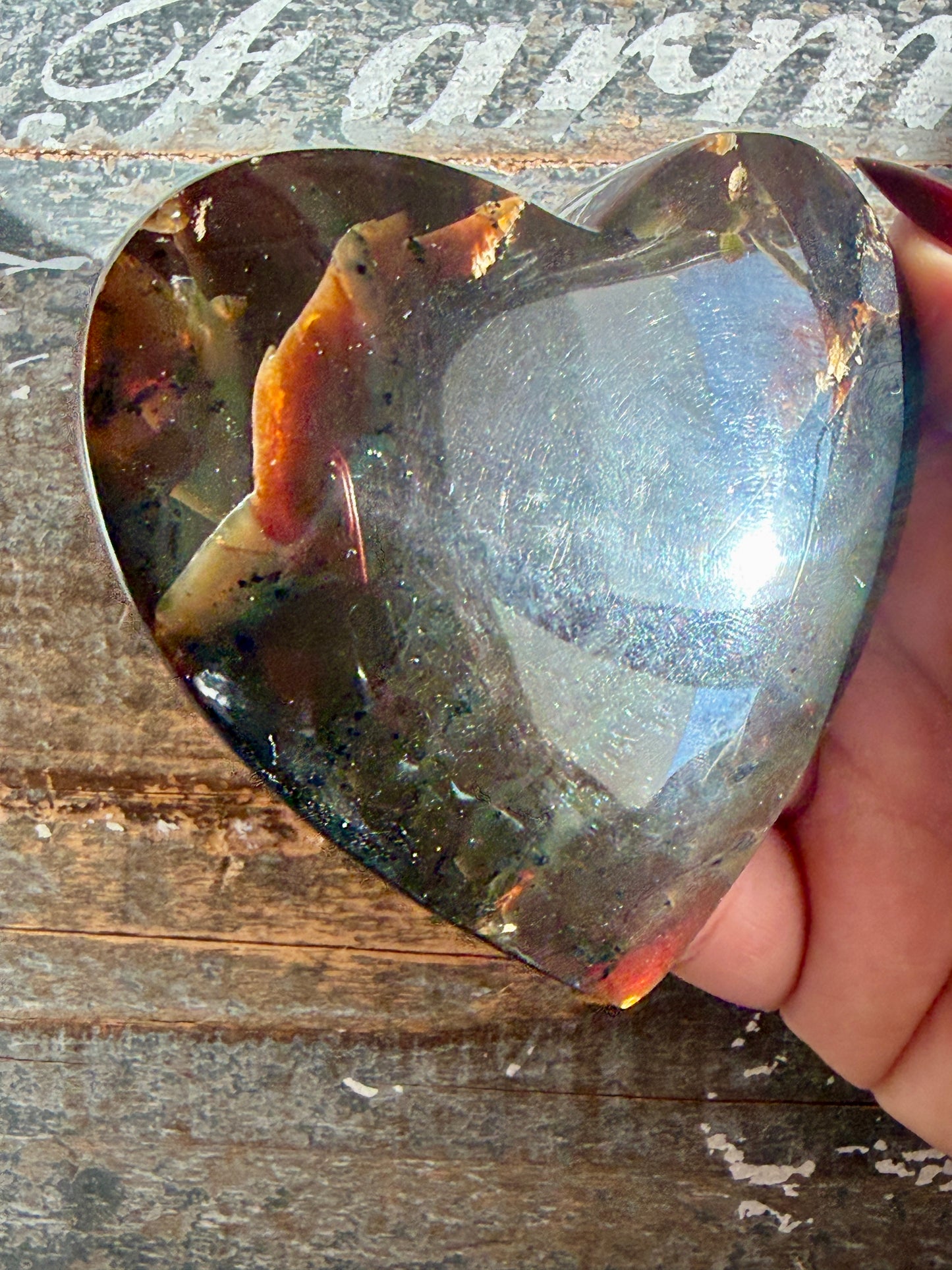 Gorgeous Blue Amber Large Heart | Opt D