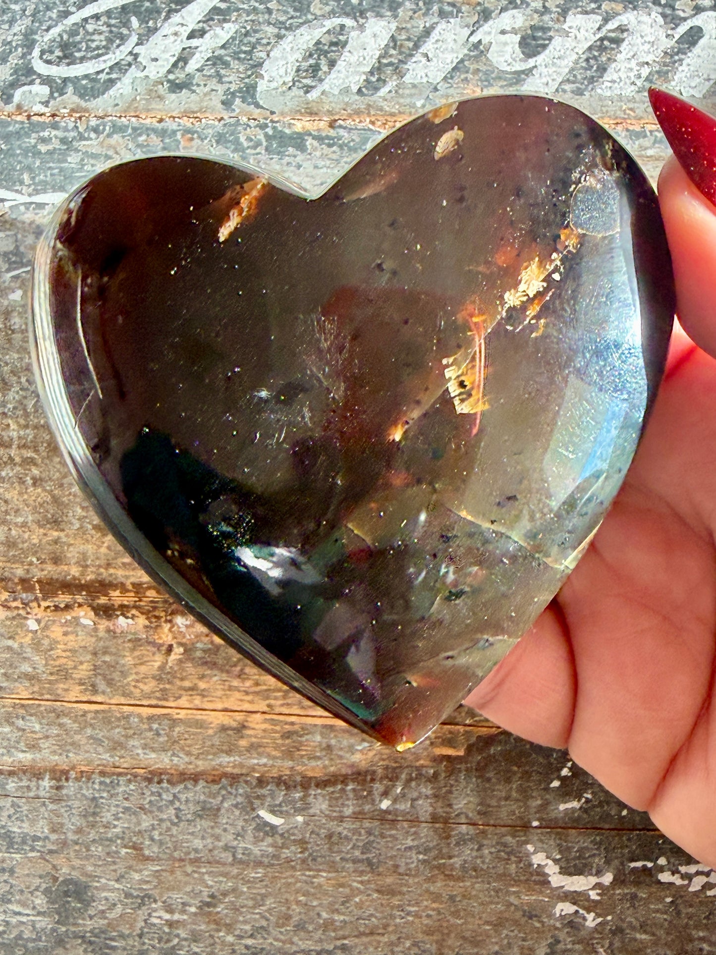 Gorgeous Blue Amber Large Heart | Opt D