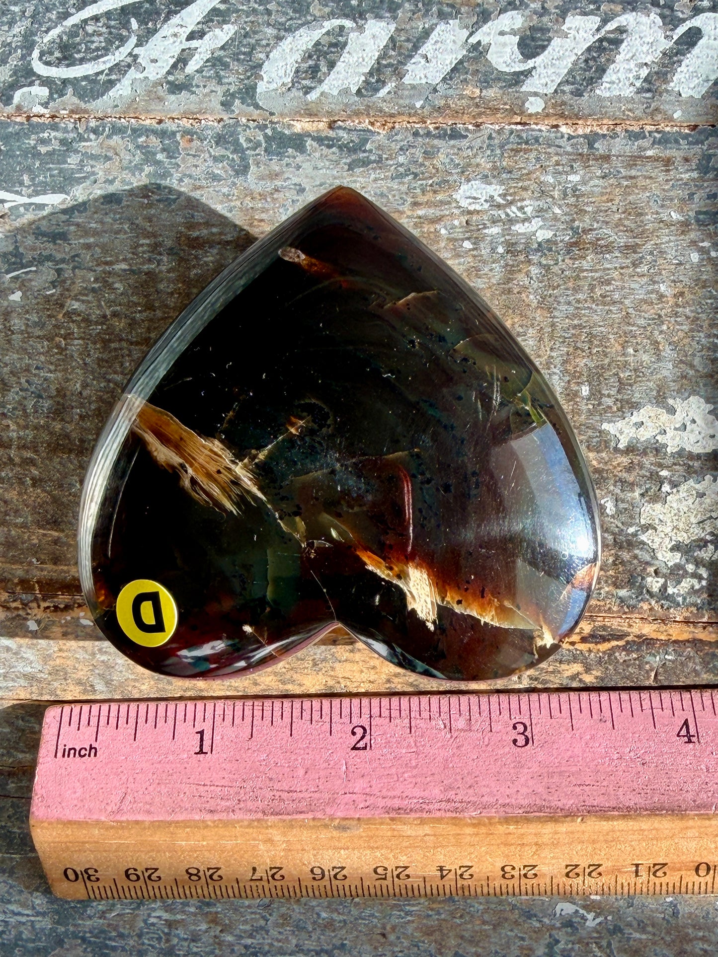 Gorgeous Blue Amber Large Heart | Opt D