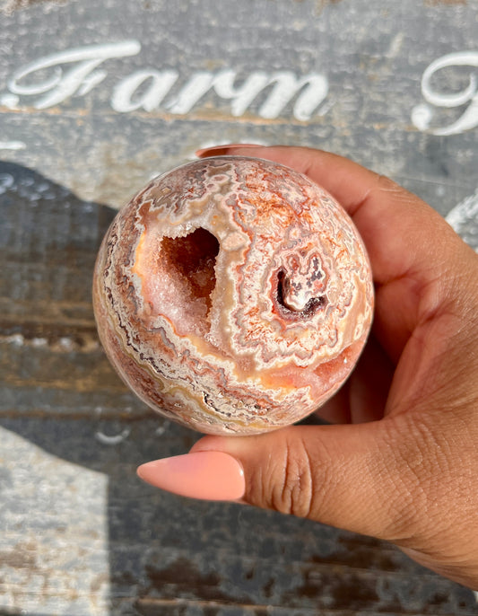 Gorgeous Pink Lace Agate Sphere from Indonesia