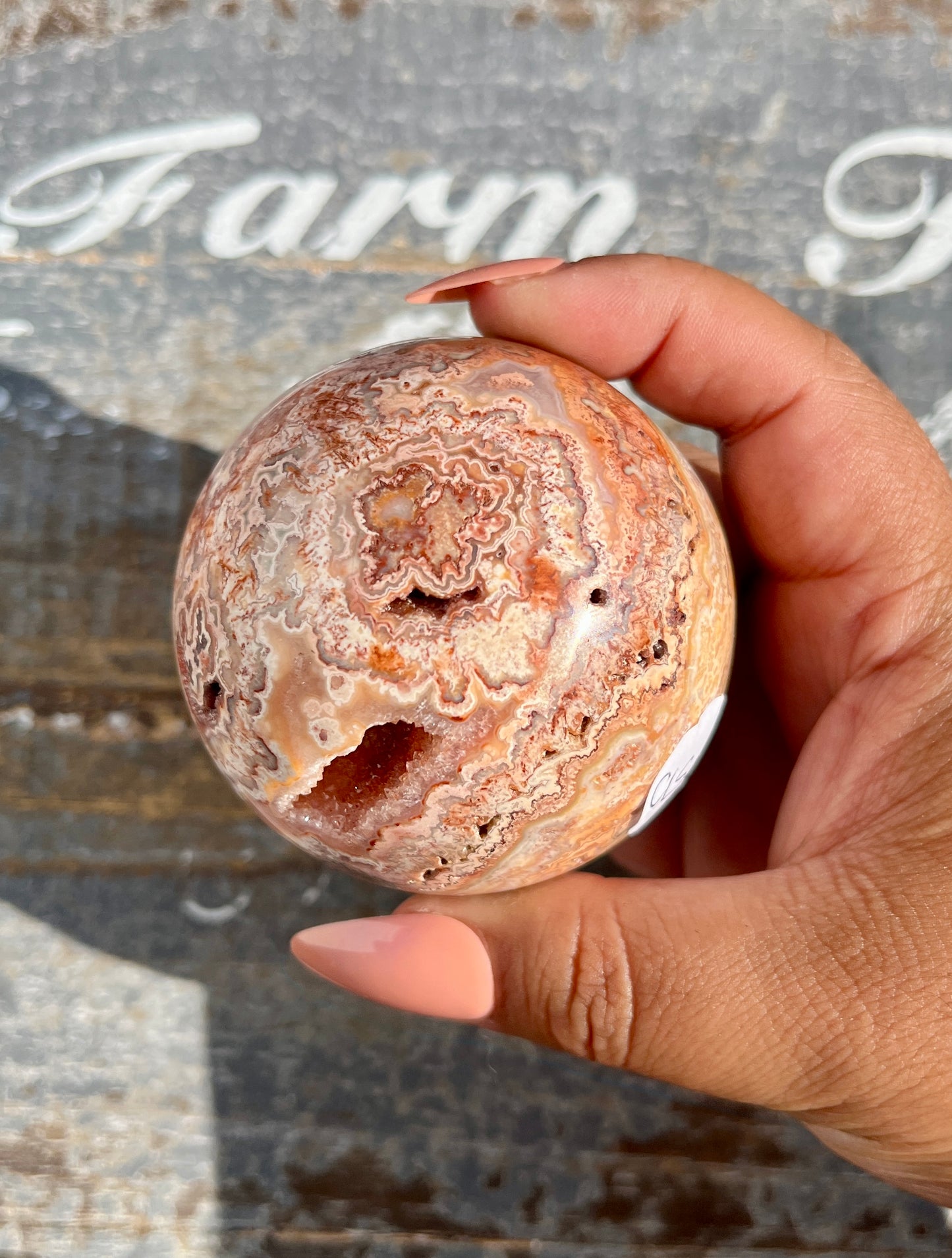 Gorgeous Pink Lace Agate Sphere from Indonesia