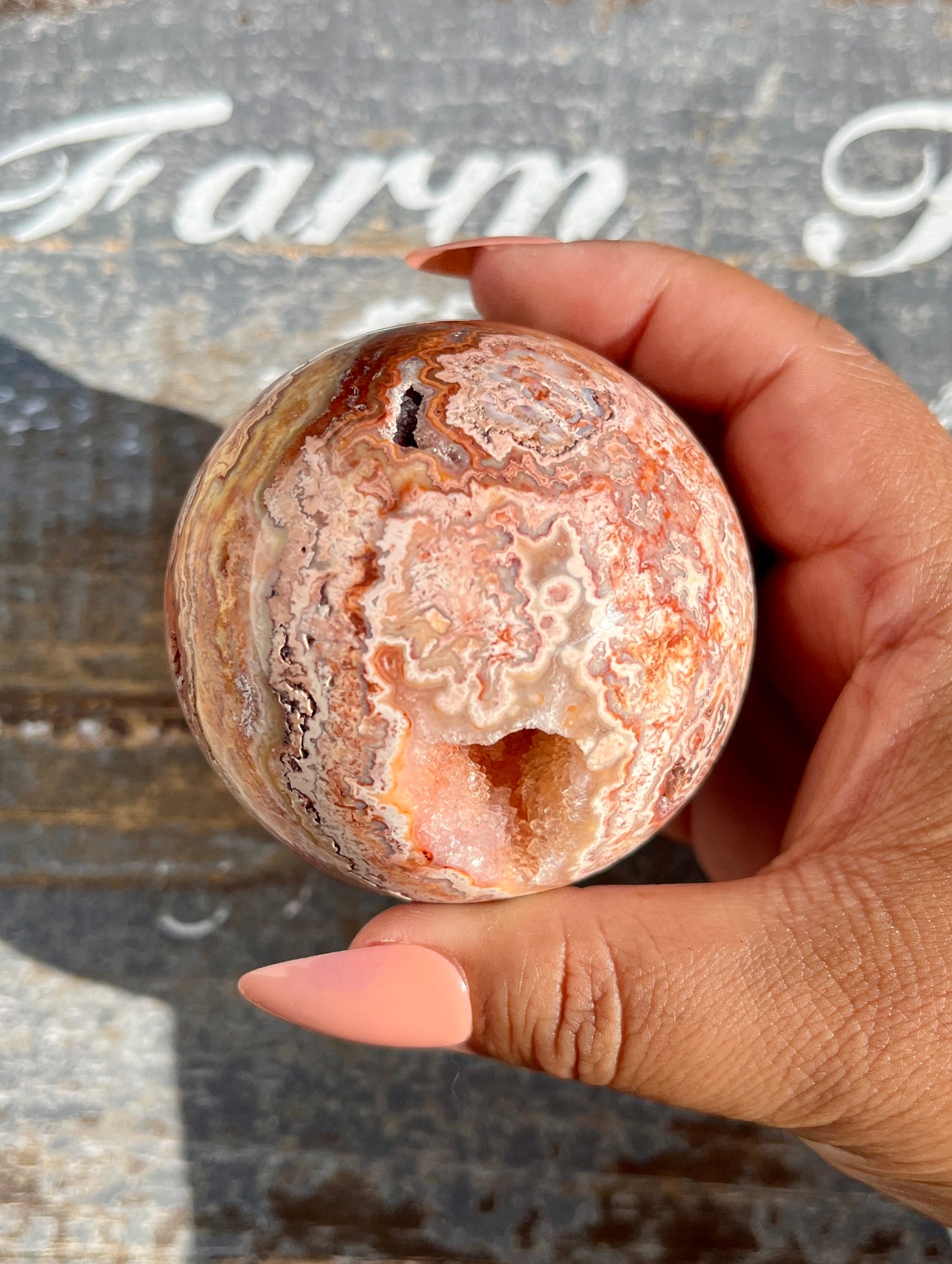 Gorgeous Pink Lace Agate Sphere from Indonesia