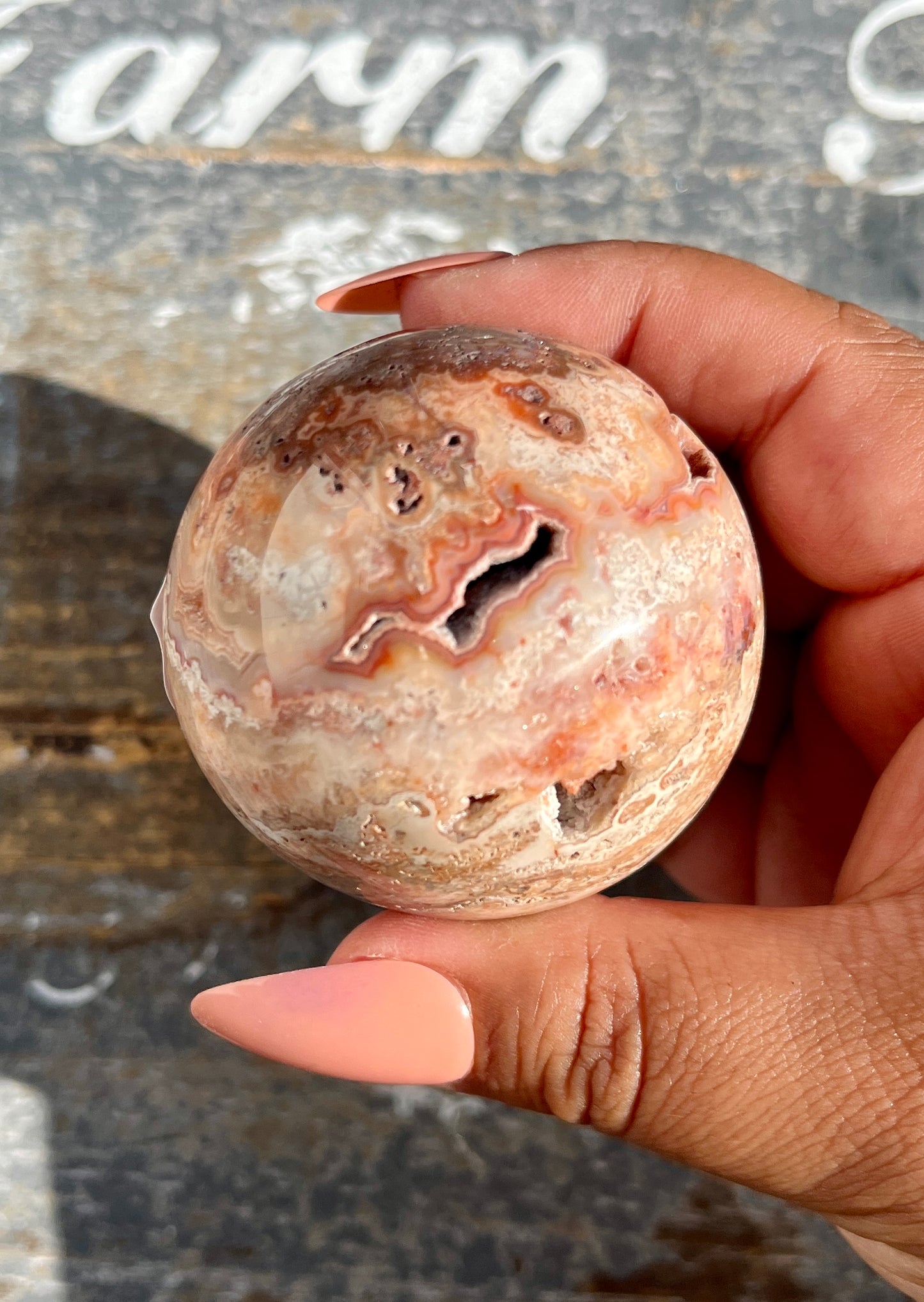 Gorgeous Pink Lace Agate Sphere from Indonesia