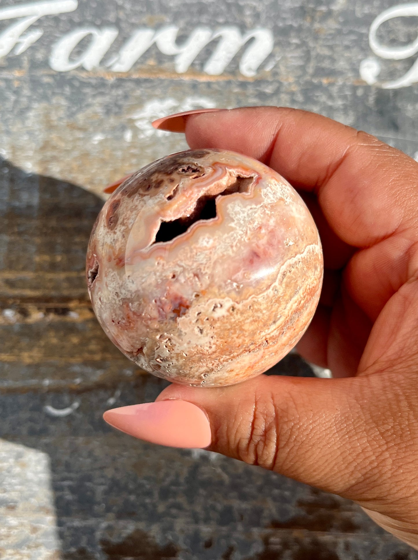 Gorgeous Pink Lace Agate Sphere from Indonesia