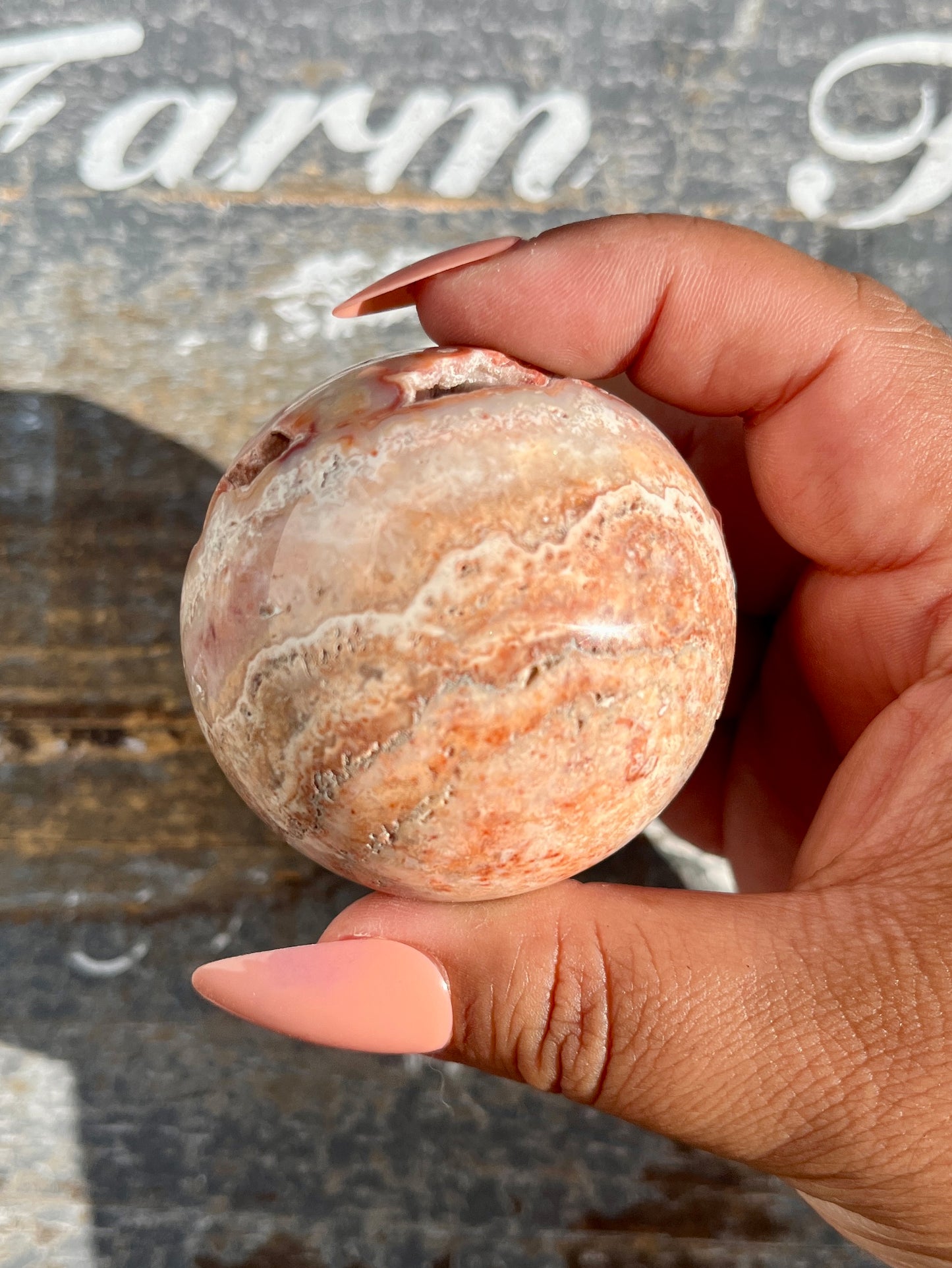 Gorgeous Pink Lace Agate Sphere from Indonesia