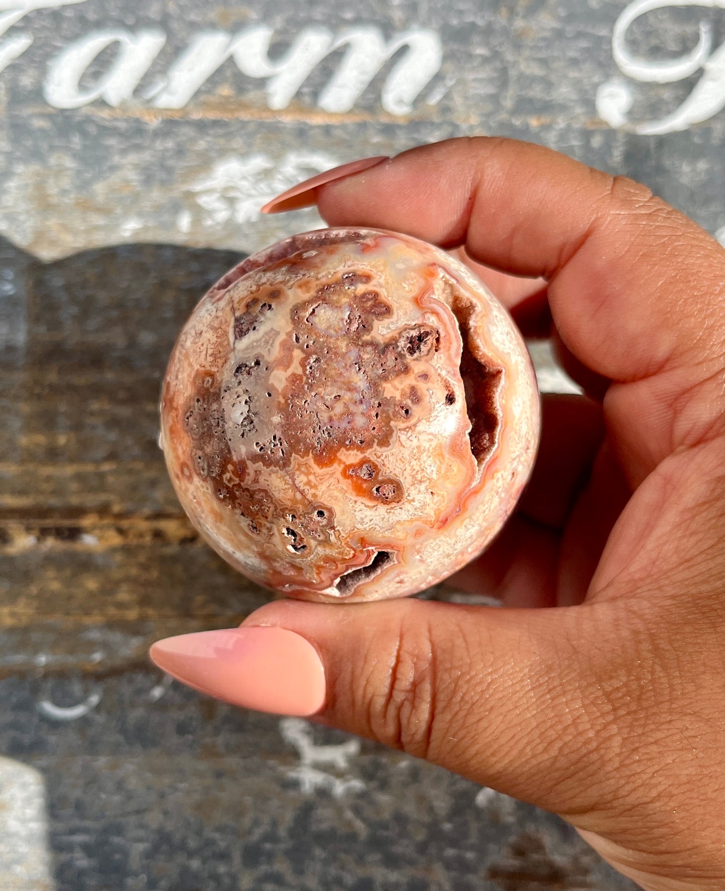 Gorgeous Pink Lace Agate Sphere from Indonesia