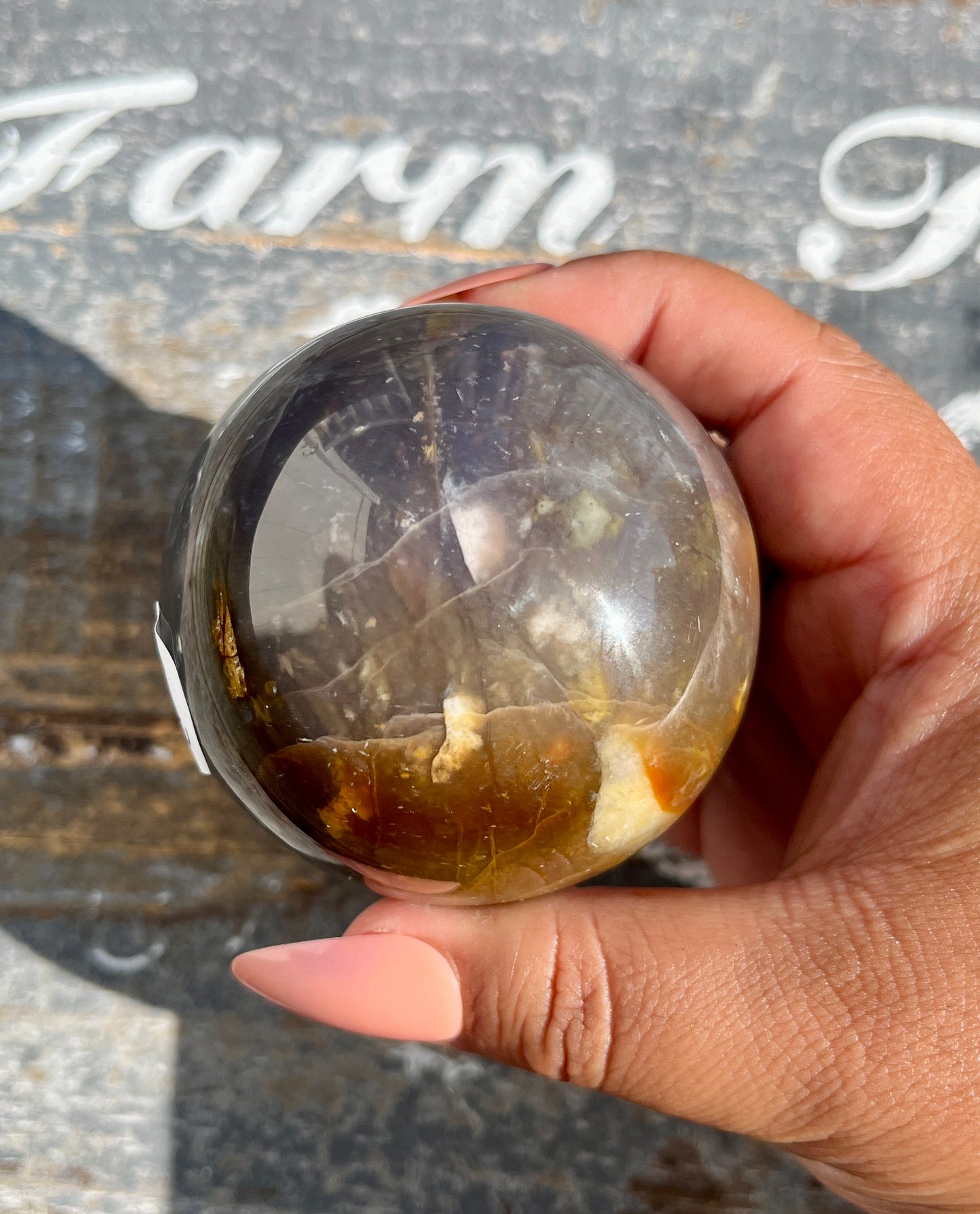 Gorgeous Purple Chalcedony Sphere with Golden Healer from Indonesia