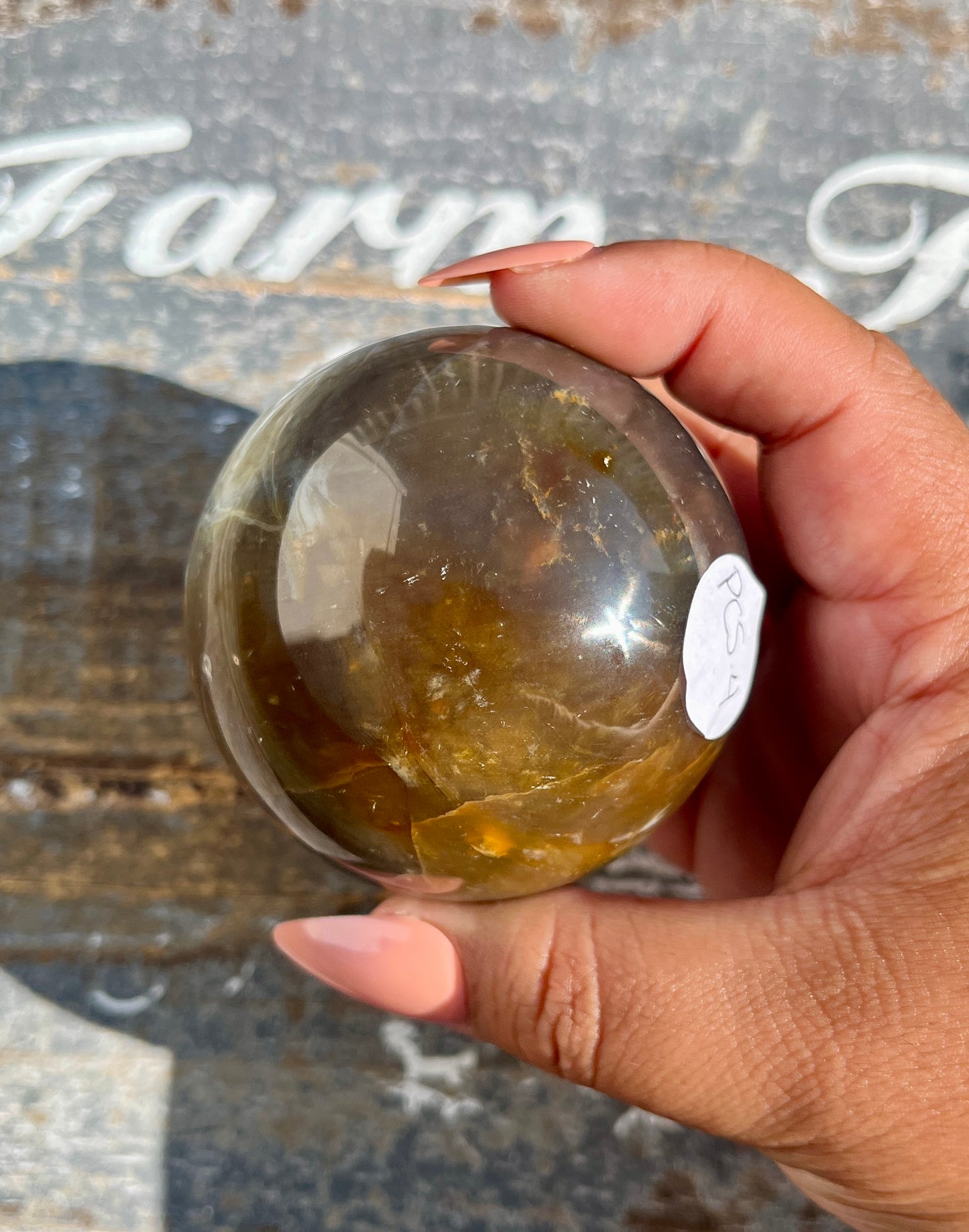 Gorgeous Purple Chalcedony Sphere with Golden Healer from Indonesia