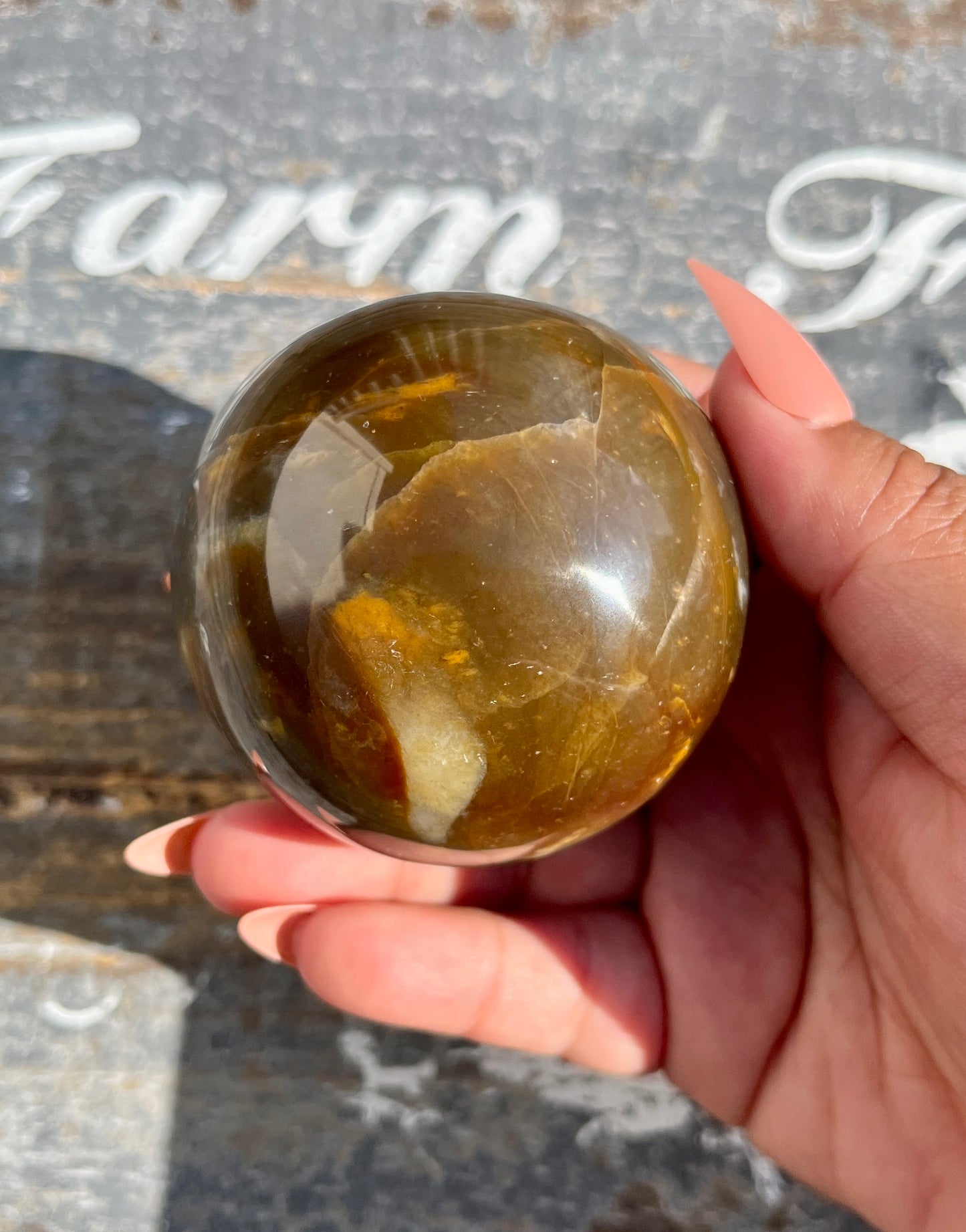 Gorgeous Purple Chalcedony Sphere with Golden Healer from Indonesia