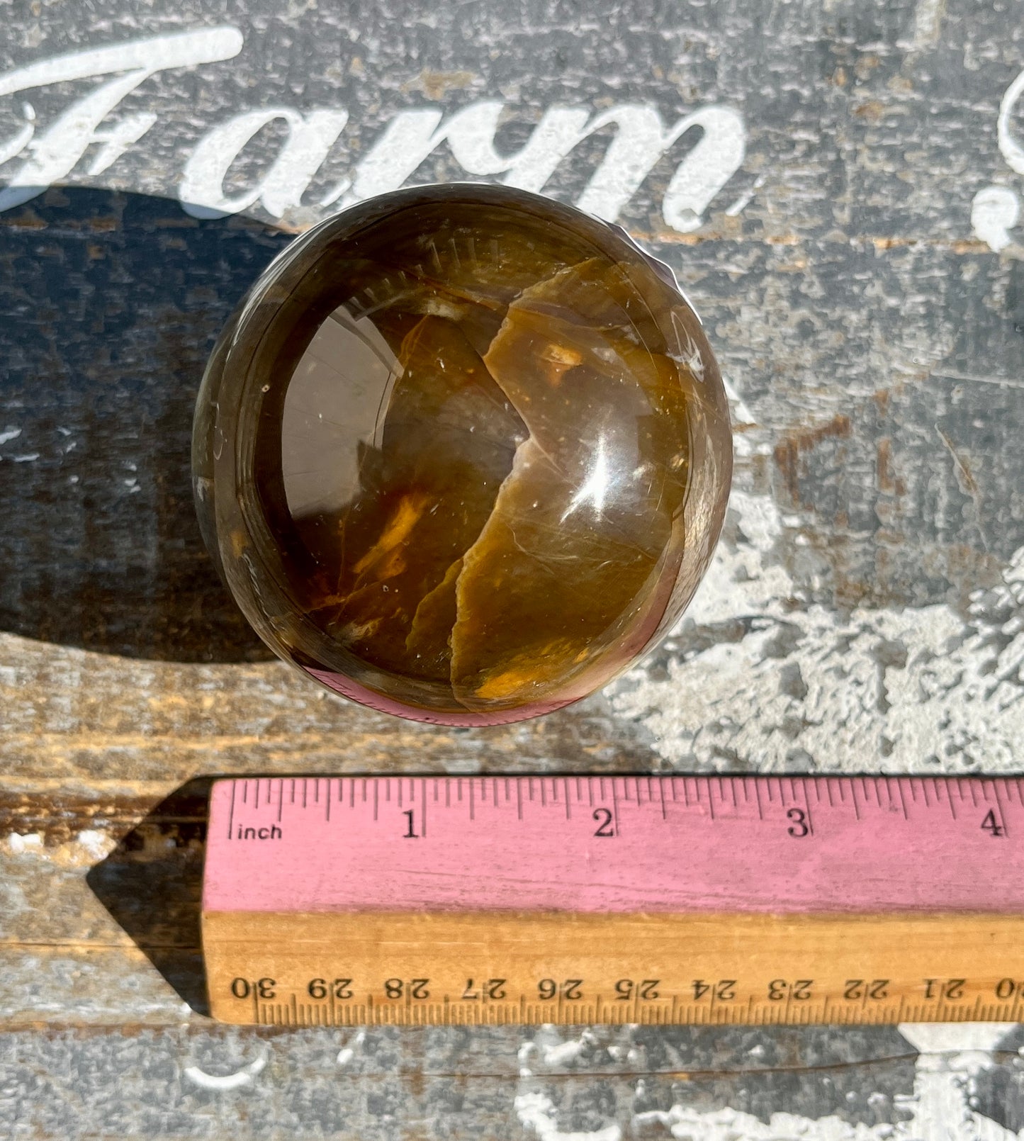 Gorgeous Purple Chalcedony Sphere with Golden Healer from Indonesia