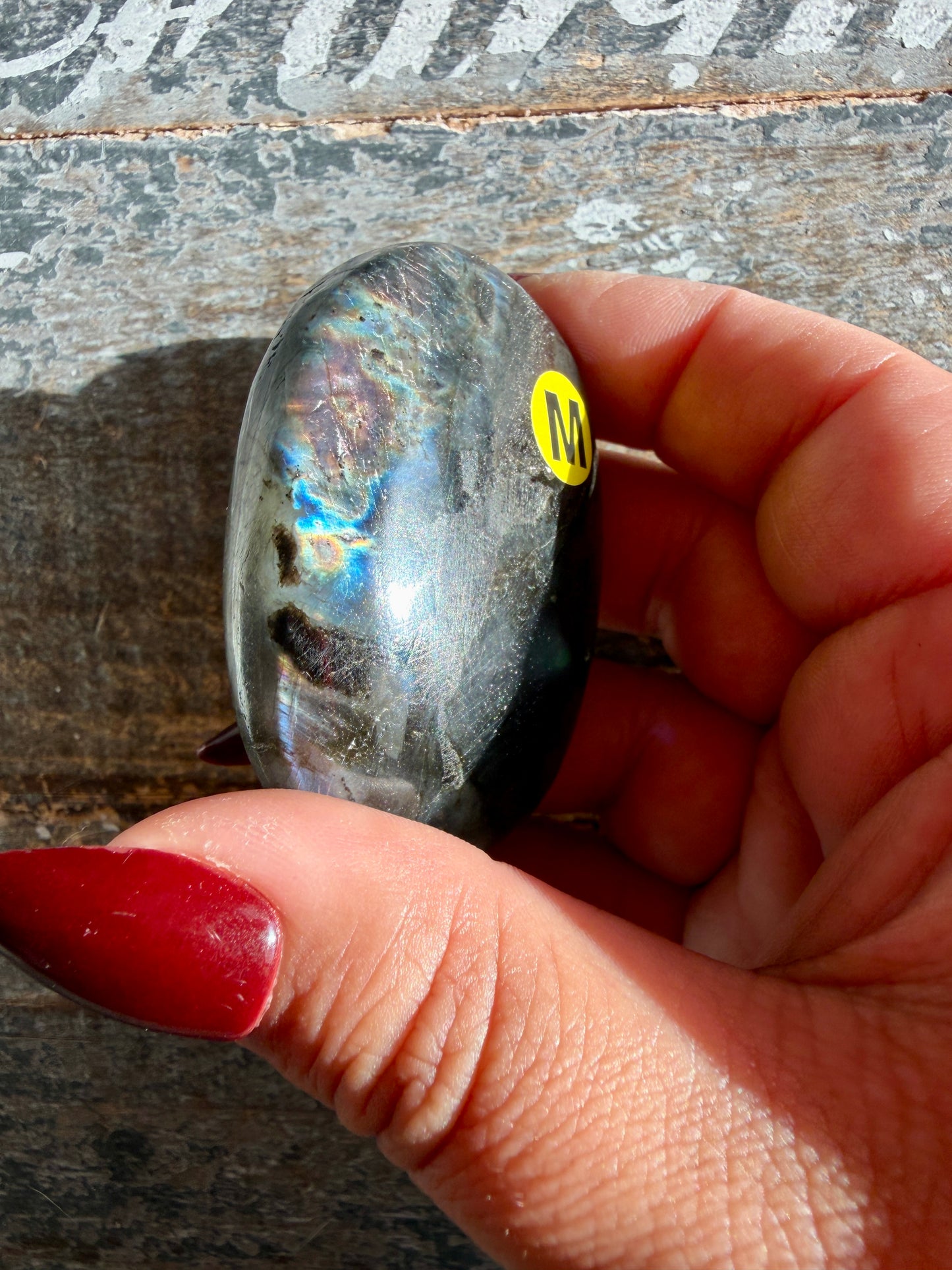 Gorgeous Flashy Labradorite Palm Stone | Madagascar | Opt M