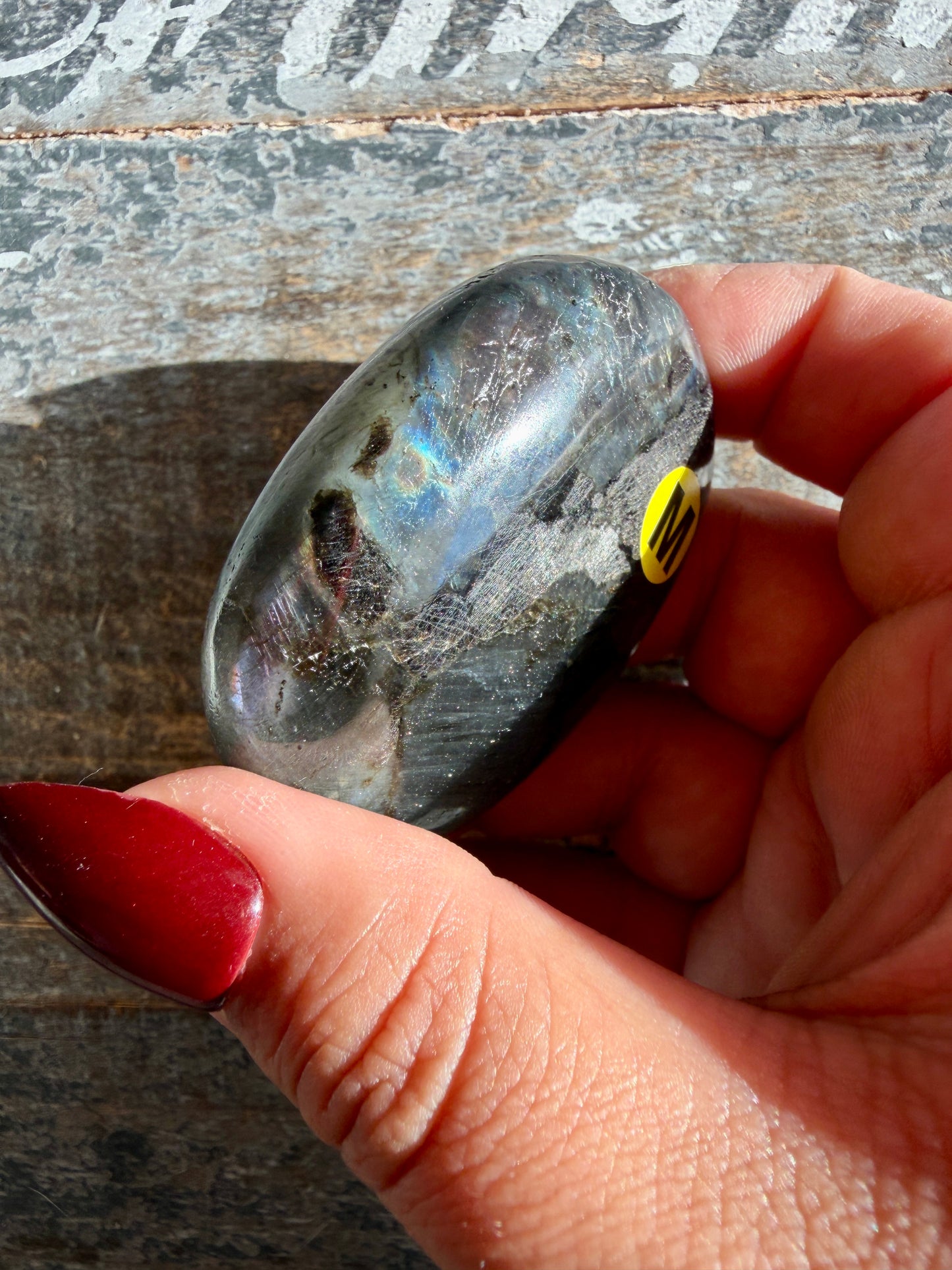 Gorgeous Flashy Labradorite Palm Stone | Madagascar | Opt M