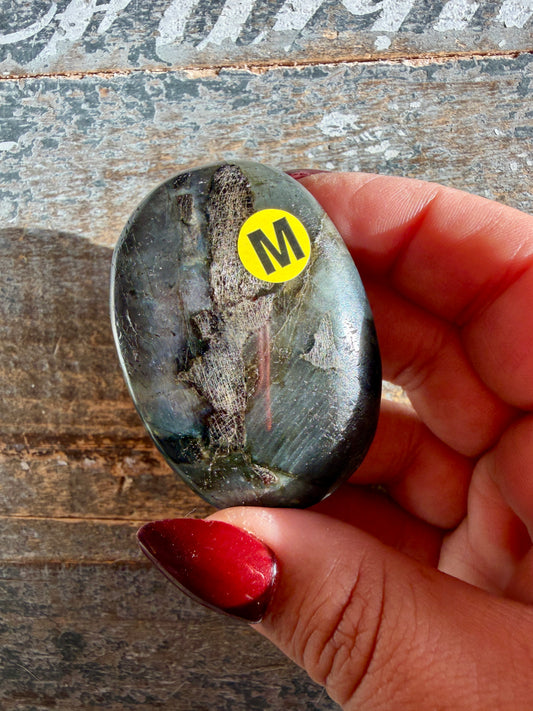 Gorgeous Flashy Labradorite Palm Stone | Madagascar | Opt M