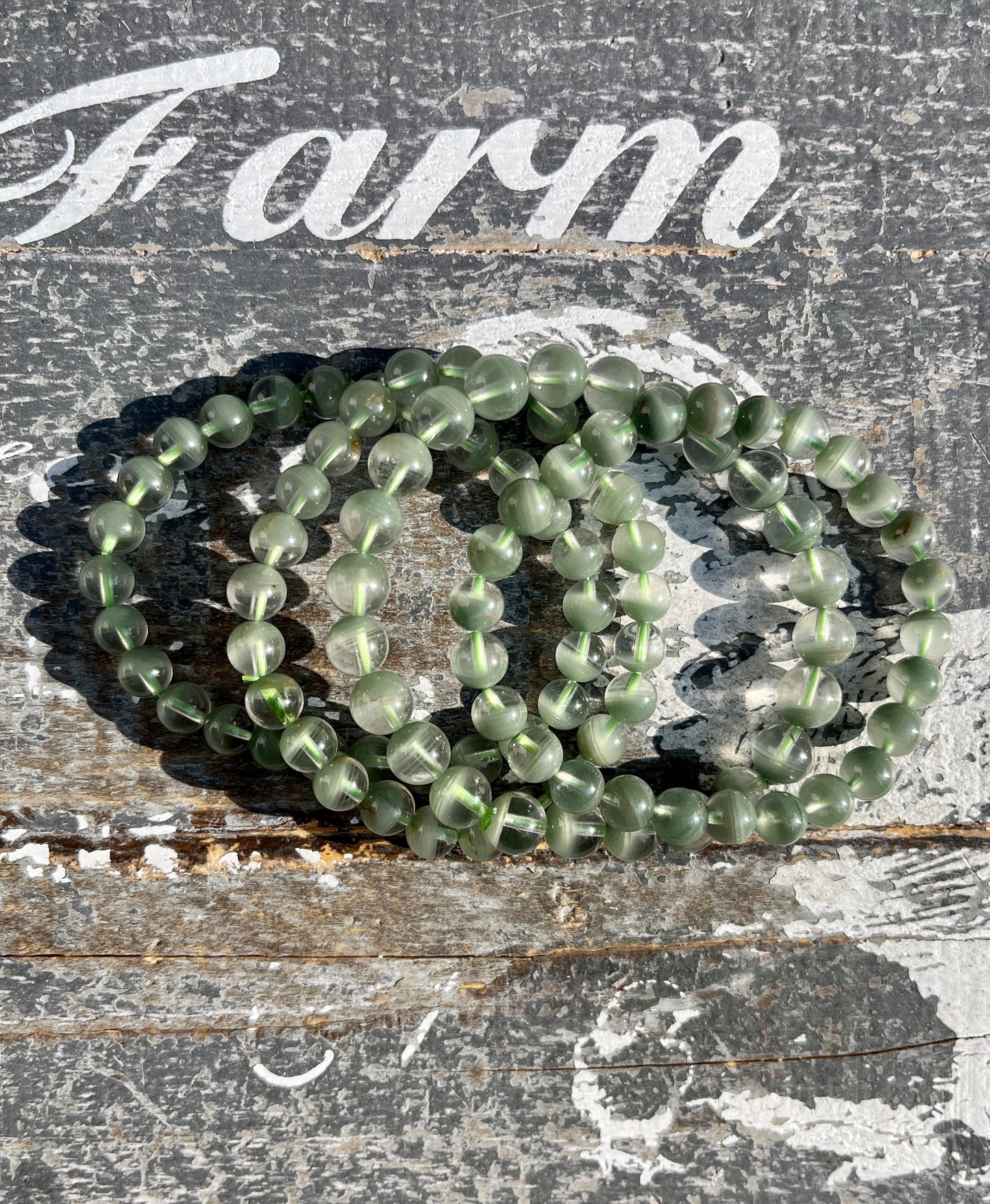 One (1) Certified Natural Green Phantom Quartz Bracelet, High Clarity, Emerald Green Phantom Bracelet