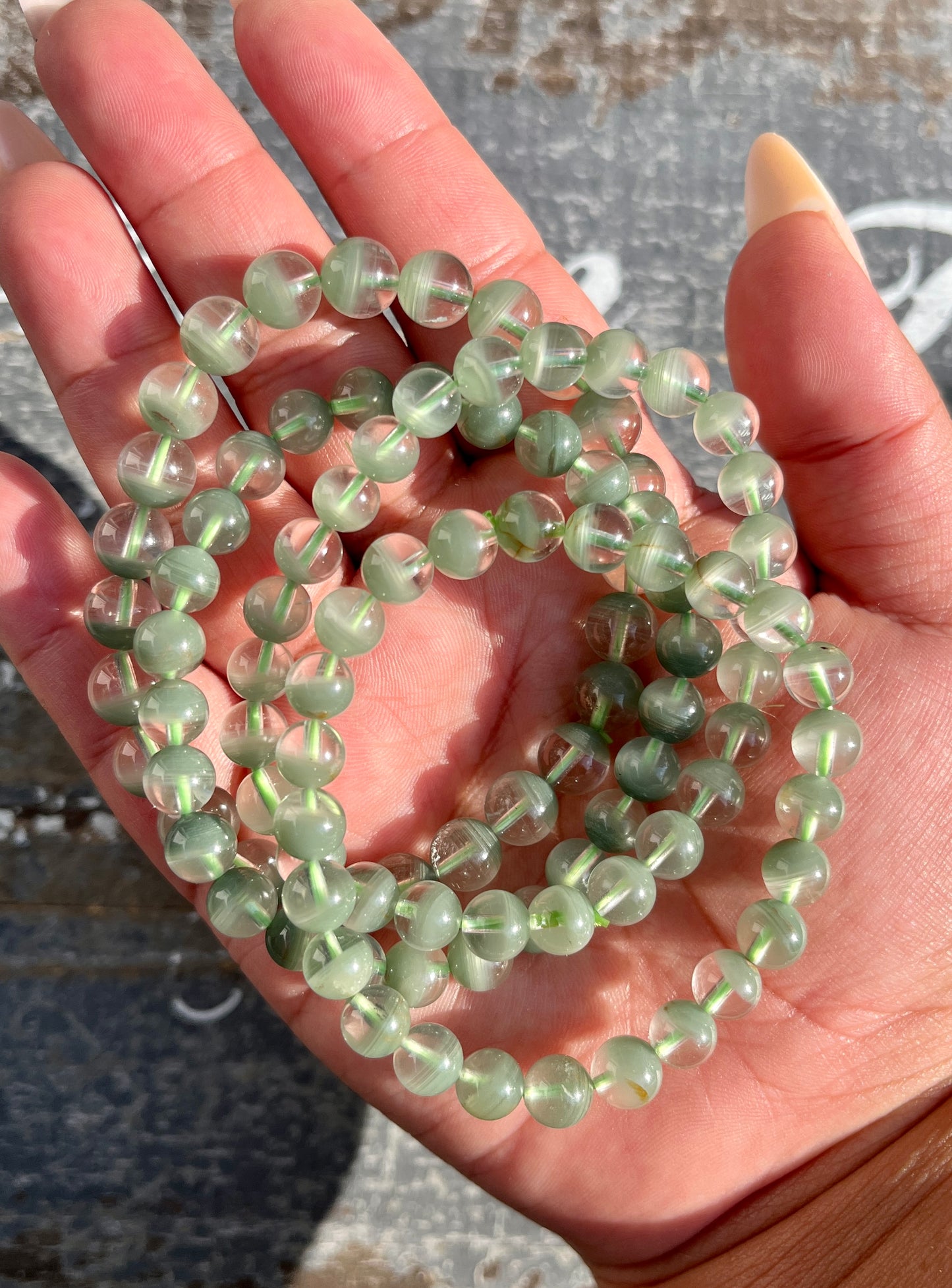 One (1) Certified Natural Green Phantom Quartz Bracelet, High Clarity, Emerald Green Phantom Bracelet